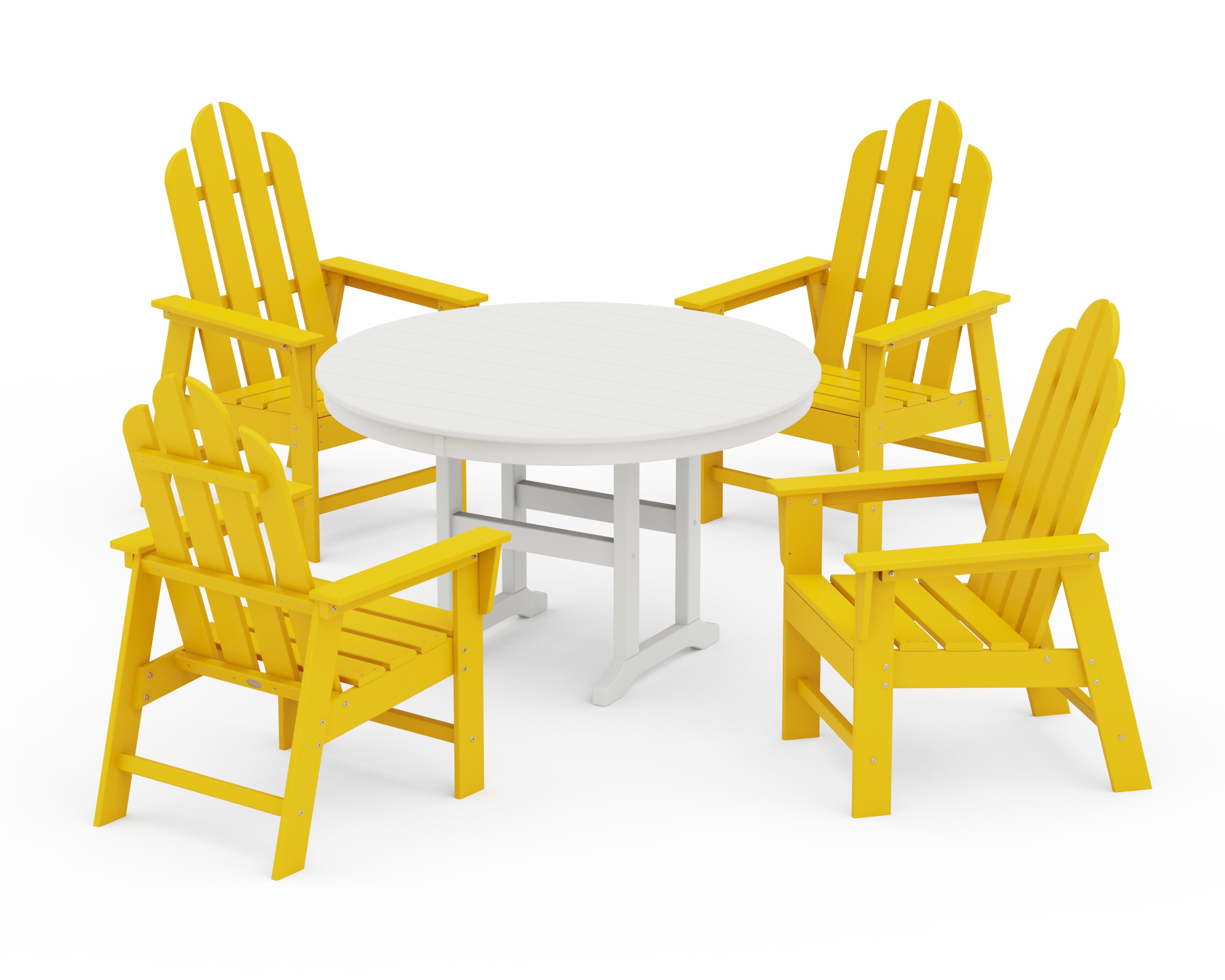 Long Island 5-Piece Round Farmhouse Dining Set in Lemon / White