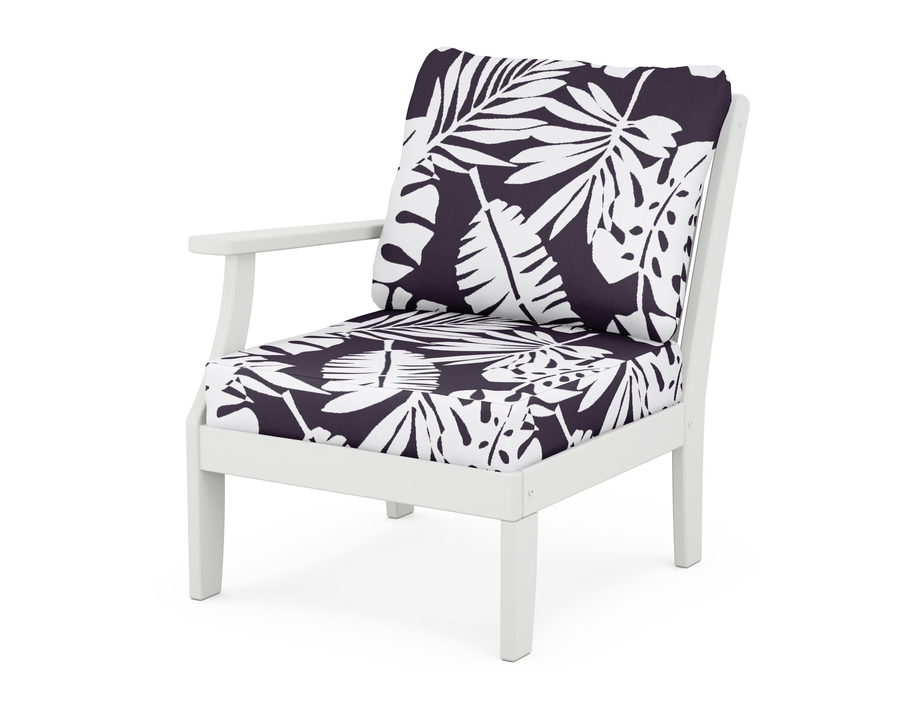 Braxton Modular Left Arm Chair in White / Leaf Navy