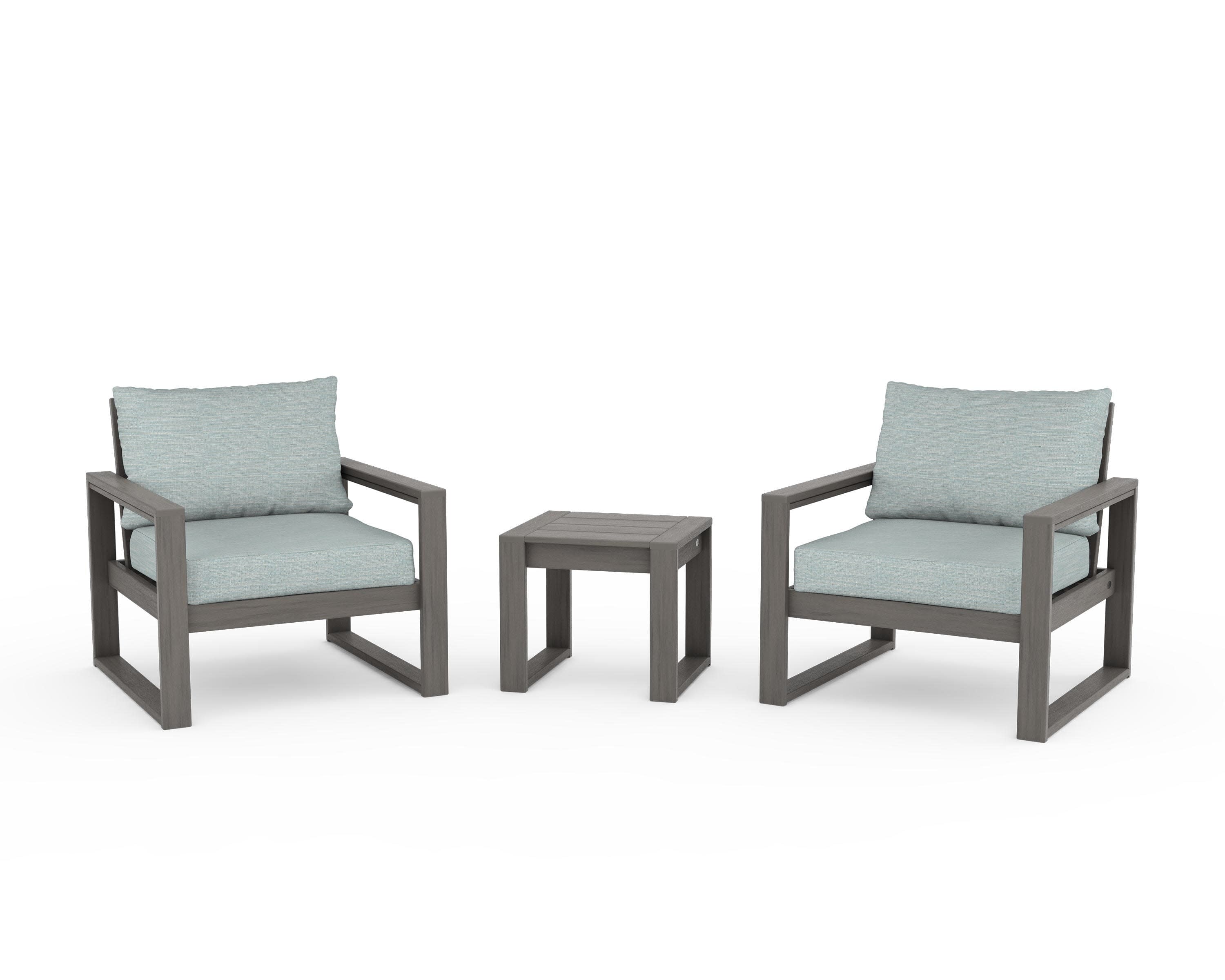 EDGE Sectional 3-Piece Deep Seating Set in Driftwood / Soothe Mist