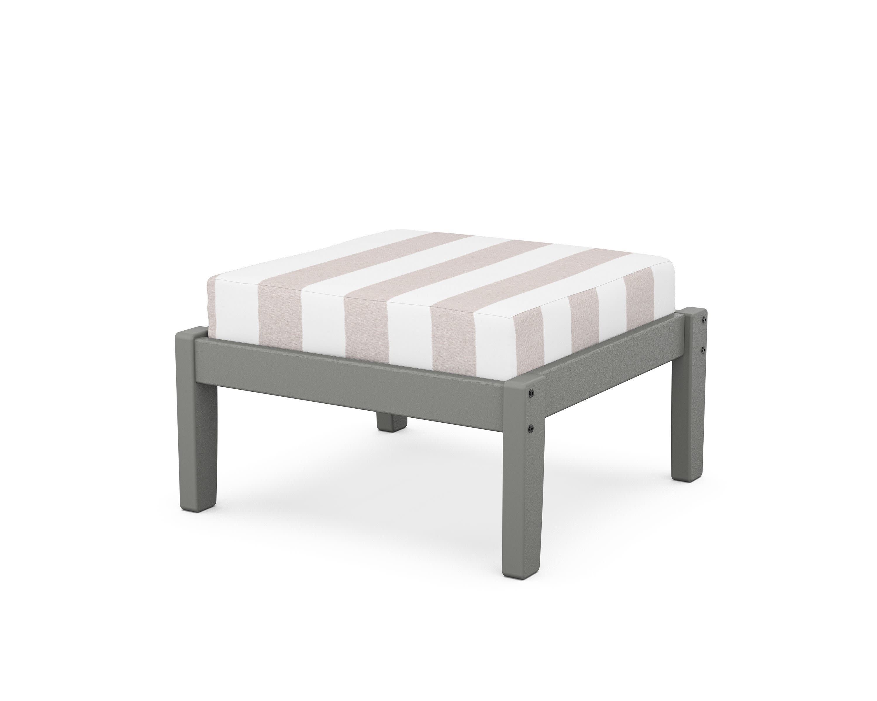 Deep Seating Ottoman in Slate Grey / Cabana Stripe Dune Burlap