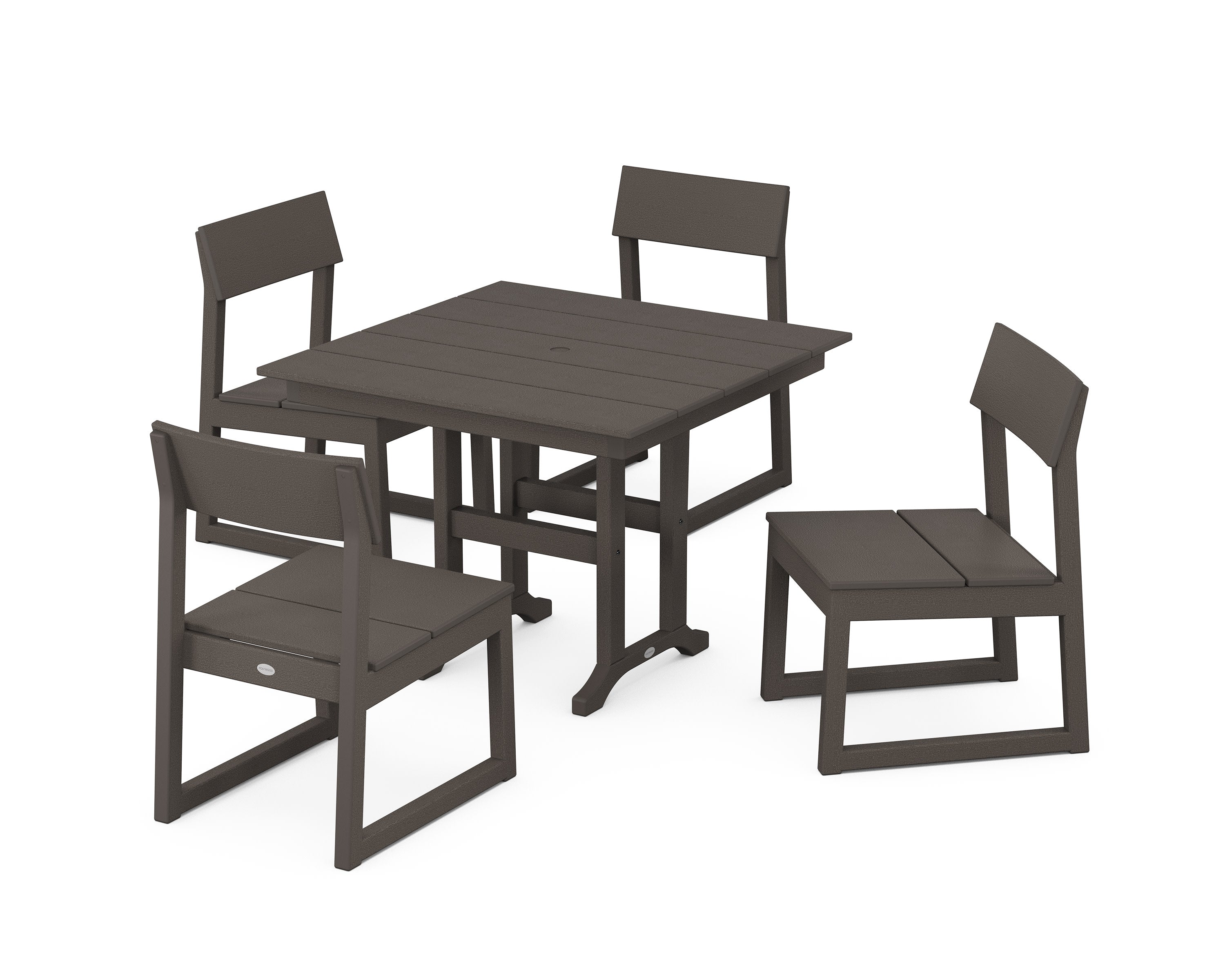 EDGE Side Chair 5-Piece Farmhouse Dining Set in Vintage Coffee
