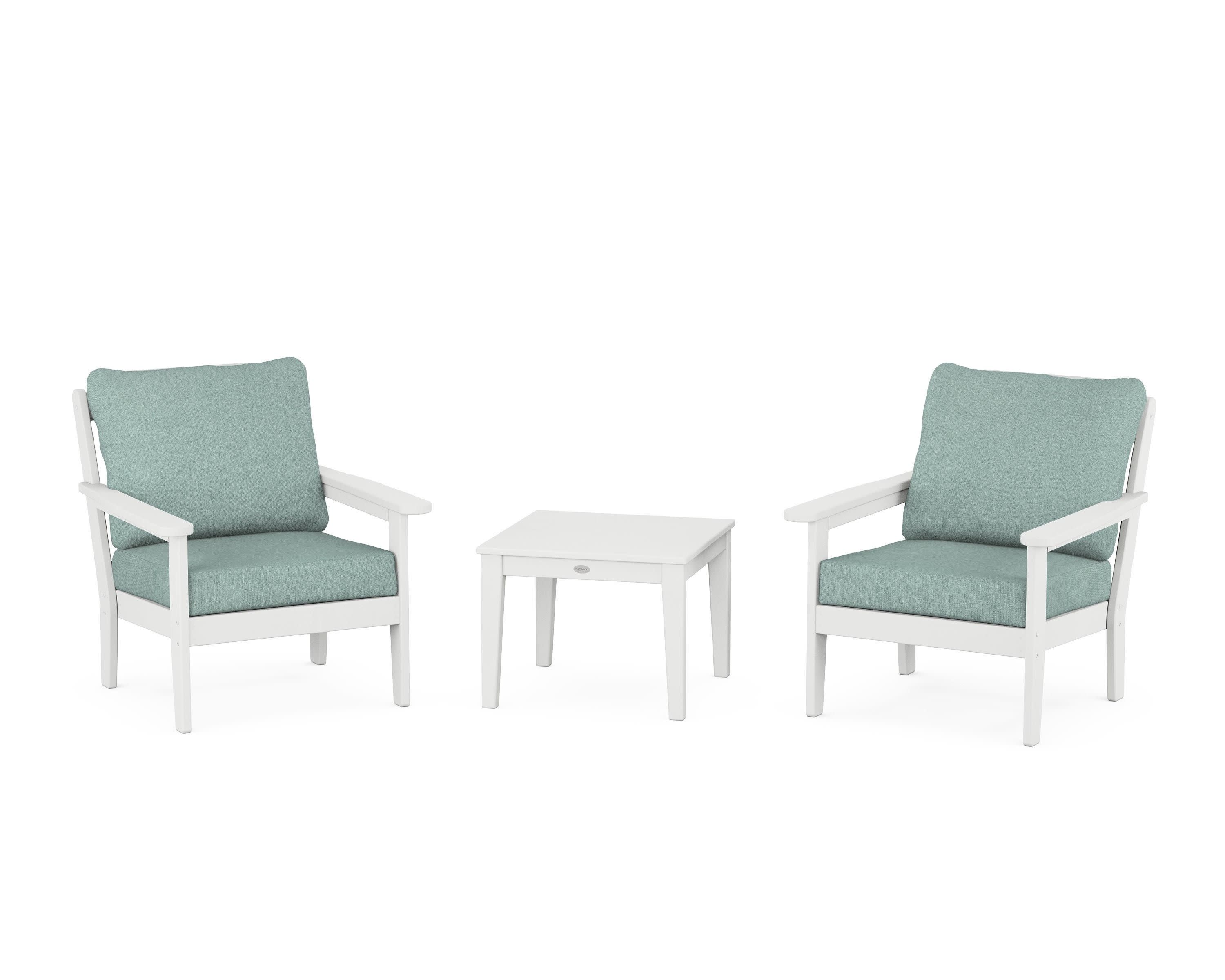 Cottage 3-Piece Deep Seating Set in White / Glacier Spa