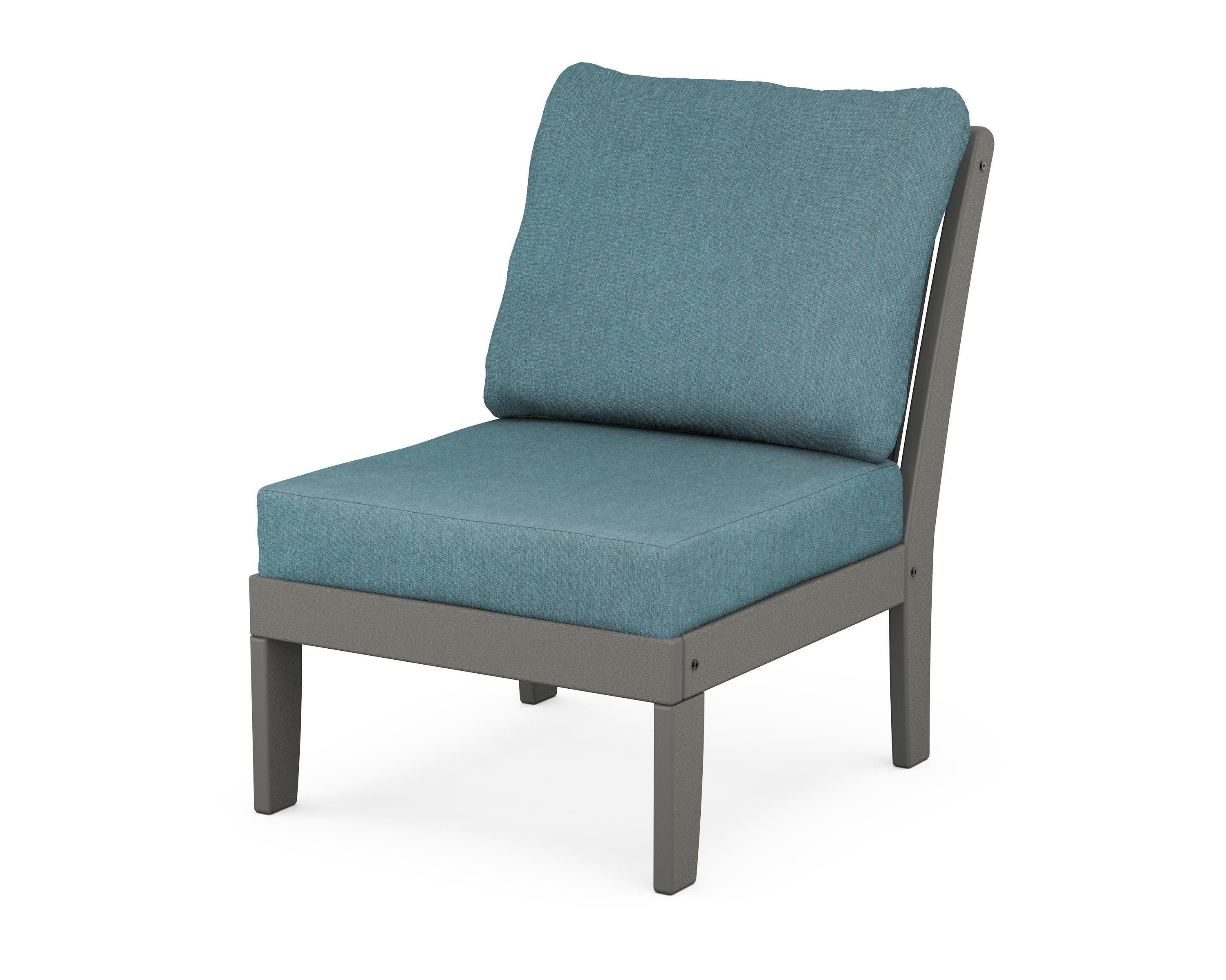 Braxton Modular Armless Chair in Slate Grey / Ocean Teal