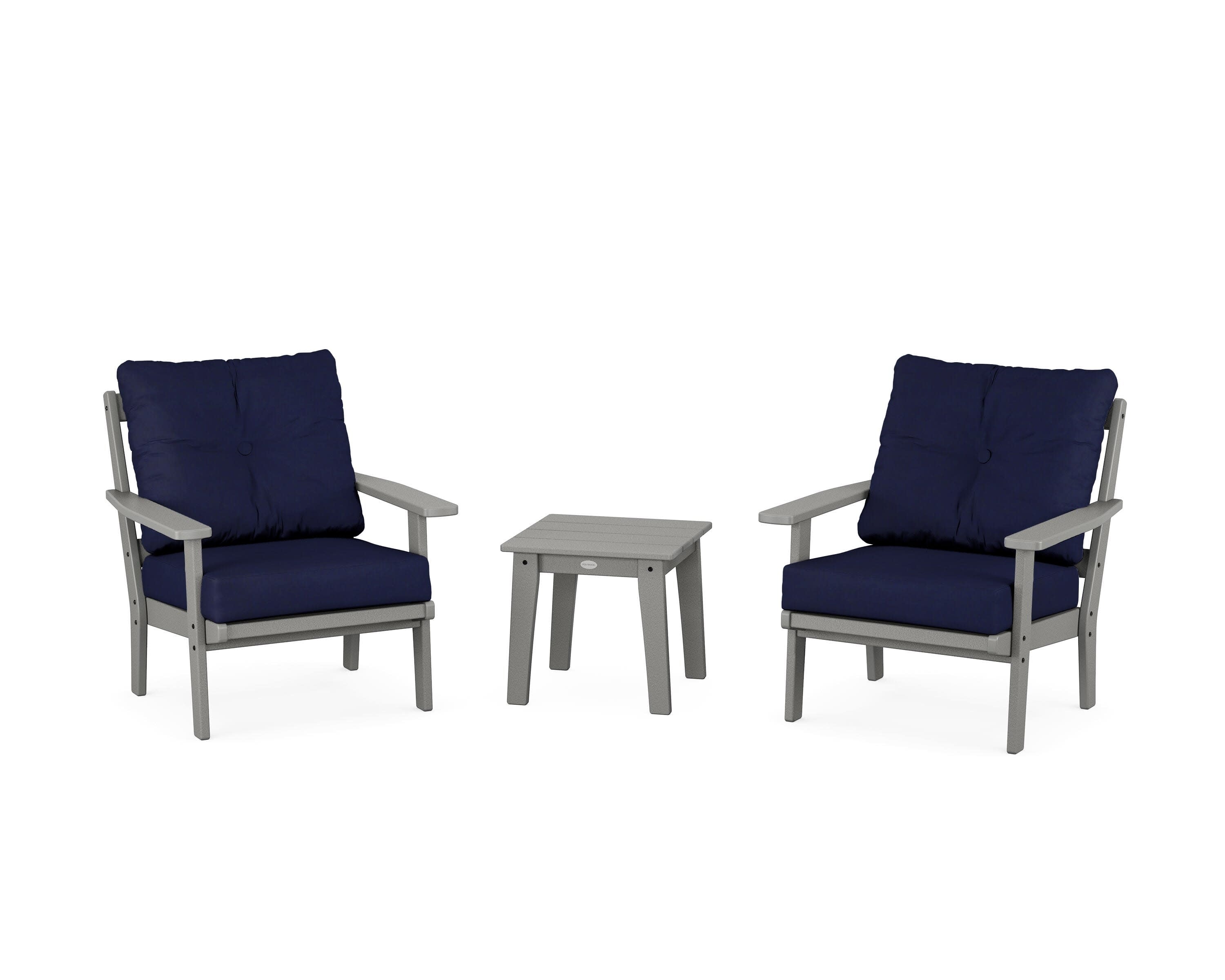 Prairie 3-Piece Deep Seating Set in Slate Grey / Navy