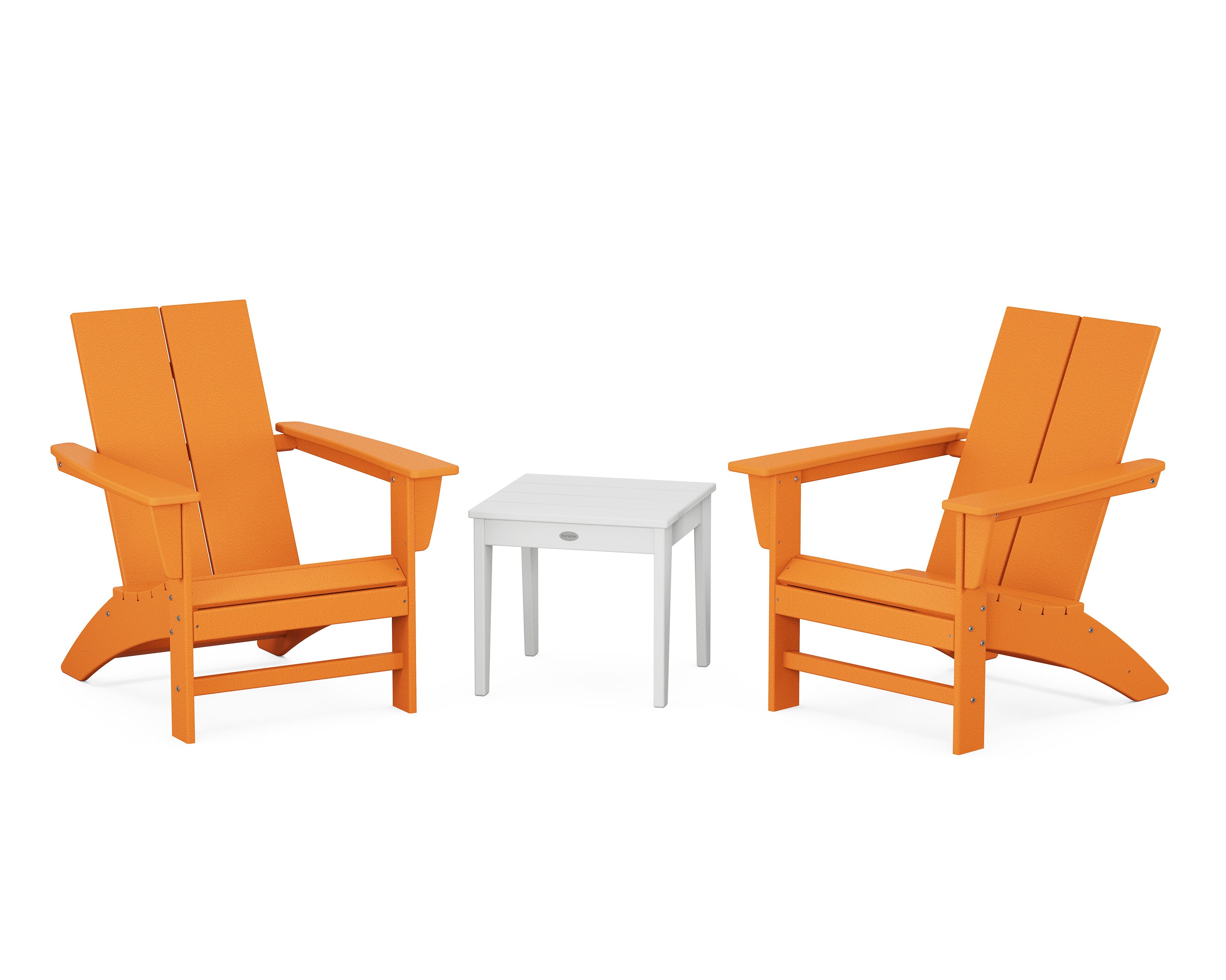 Cottage Modern Adirondack Chair 3-Piece Set in Tangerine / White