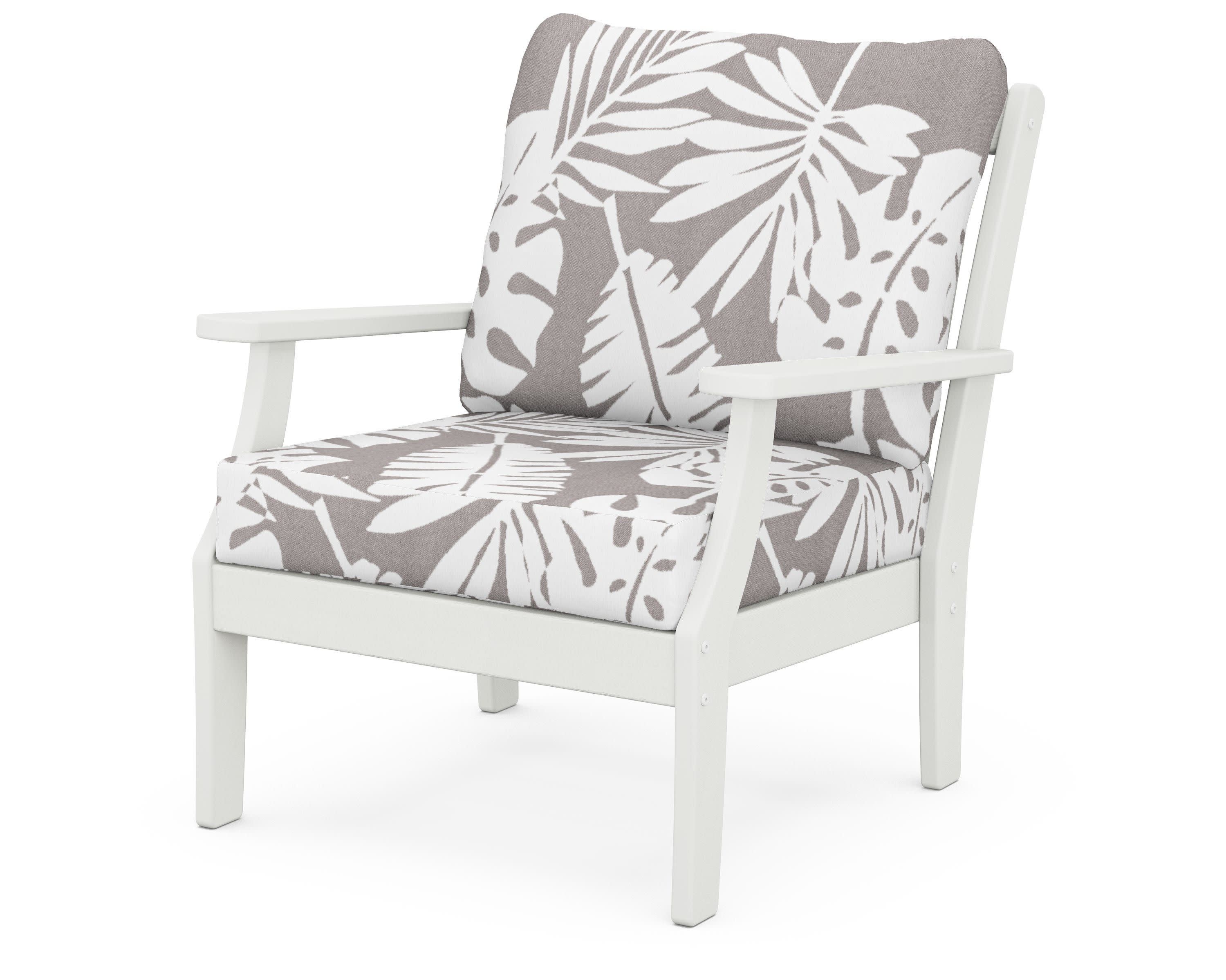 Braxton Deep Seating Chair in Vintage White / Leaf Grey Mist