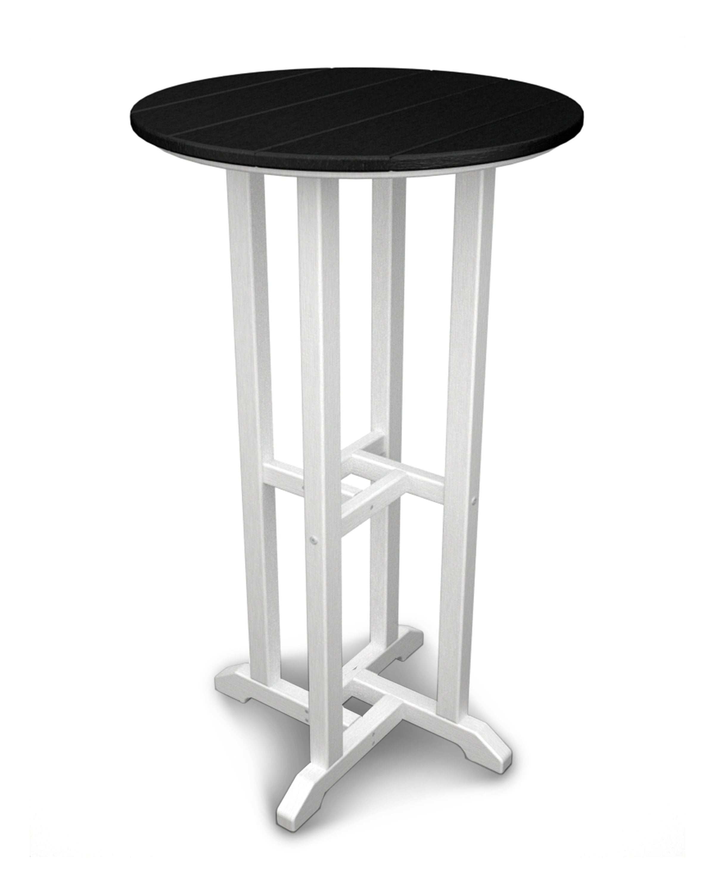 Contempo 24" Round Bar Table in White / Black