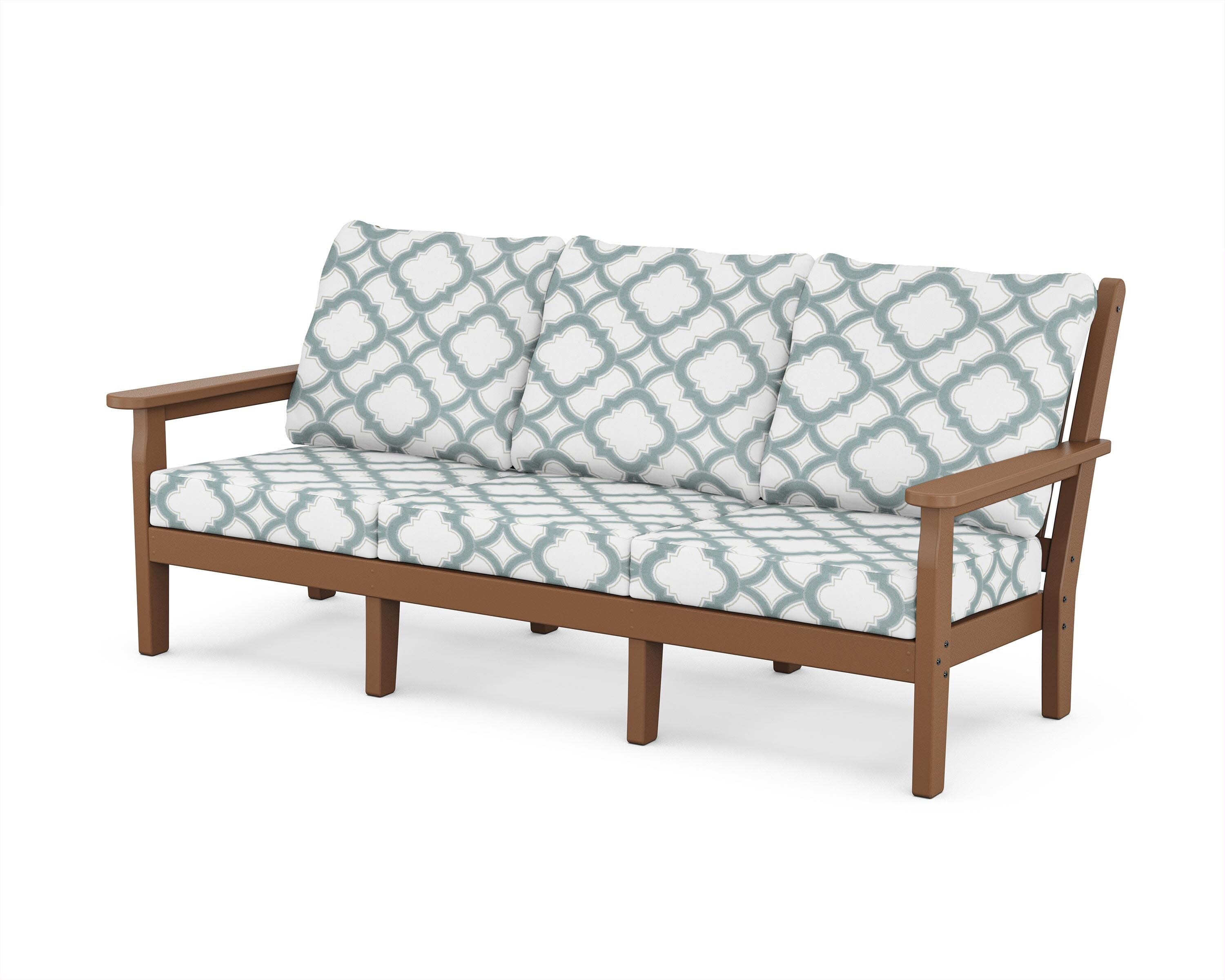 Chippendale Deep Seating Sofa in Teak / Trellis Glacier Spa