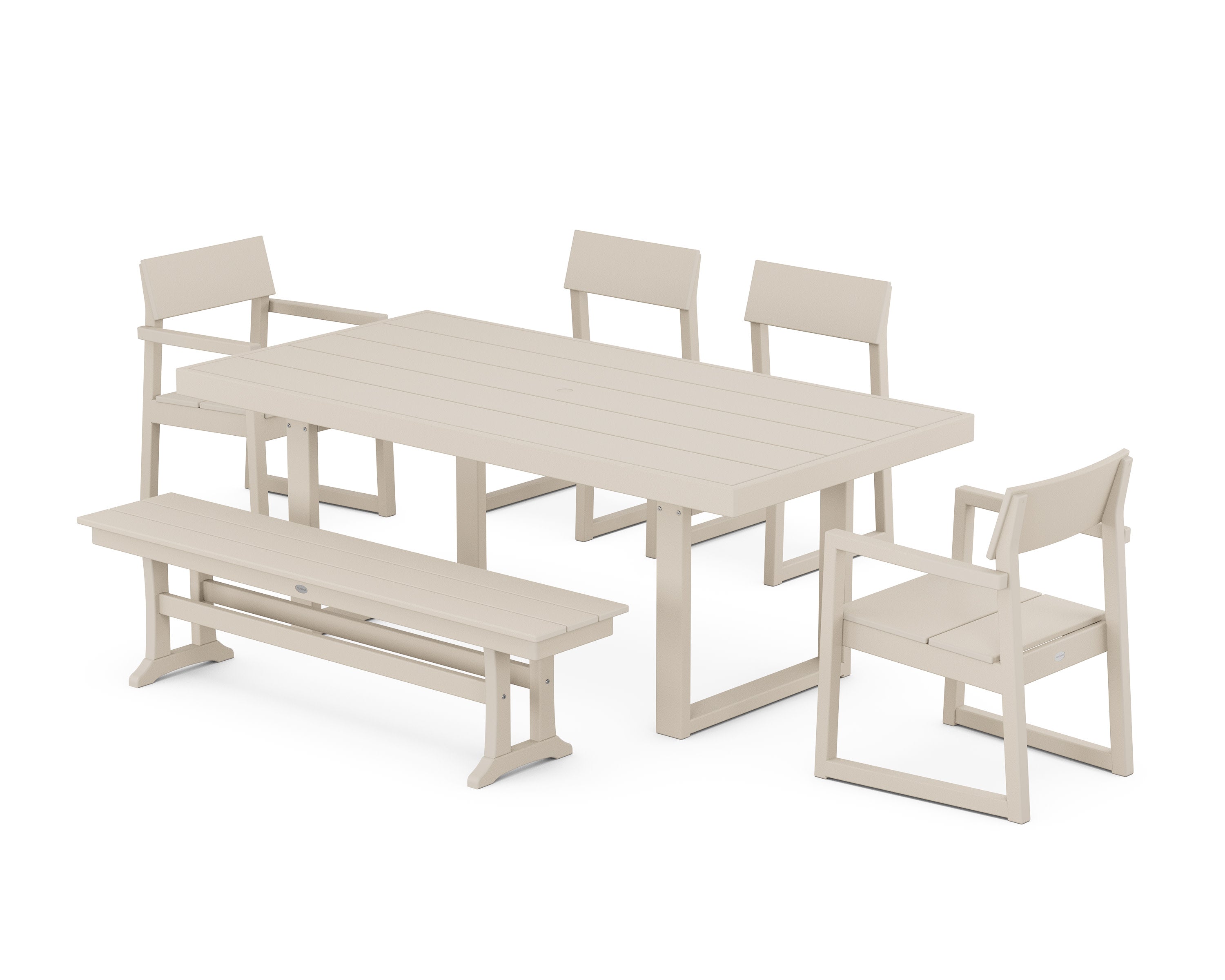 EDGE 6-Piece Dining Set with Bench in Sand