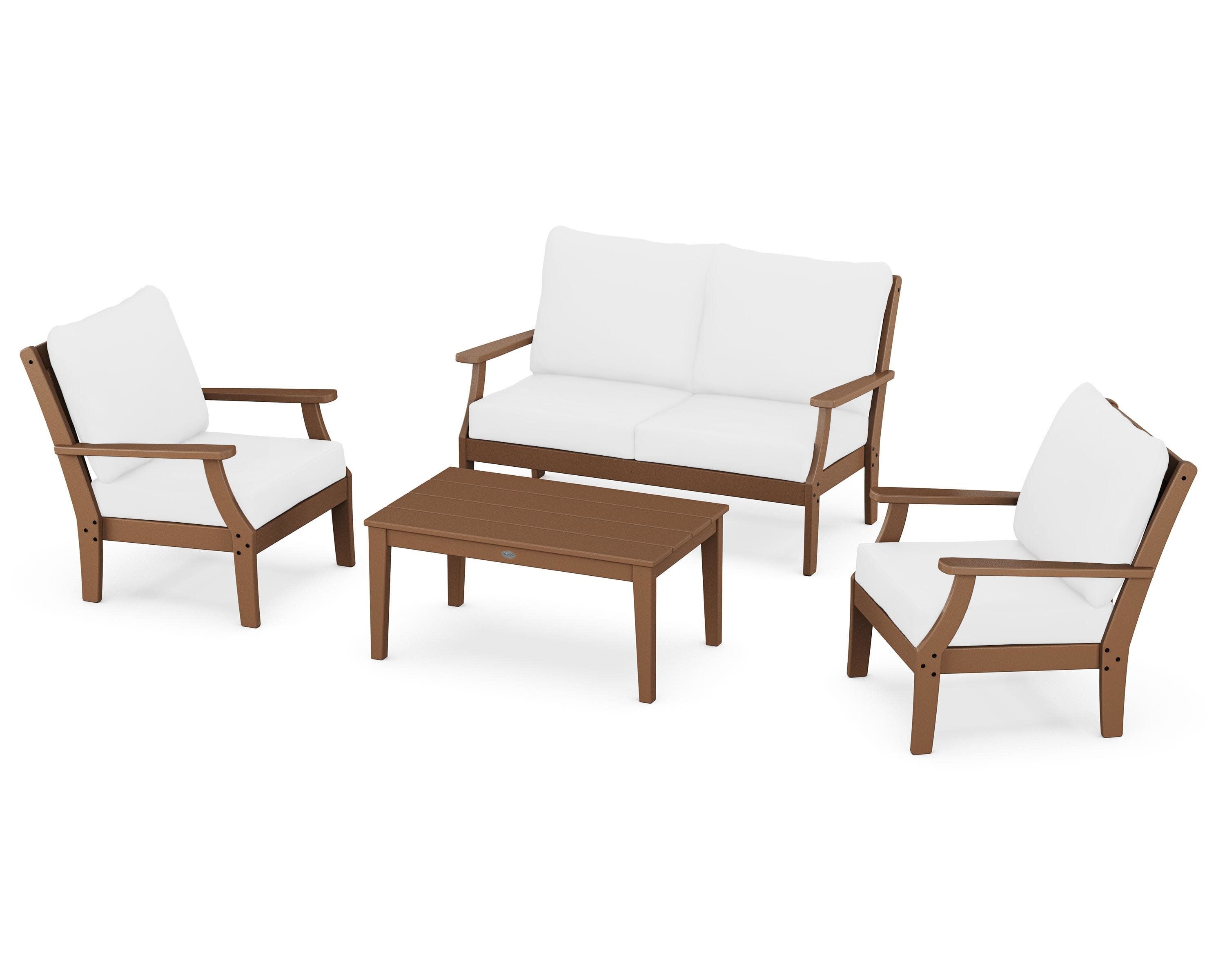 Braxton 4-Piece Deep Seating Chair Set in Teak / Natural