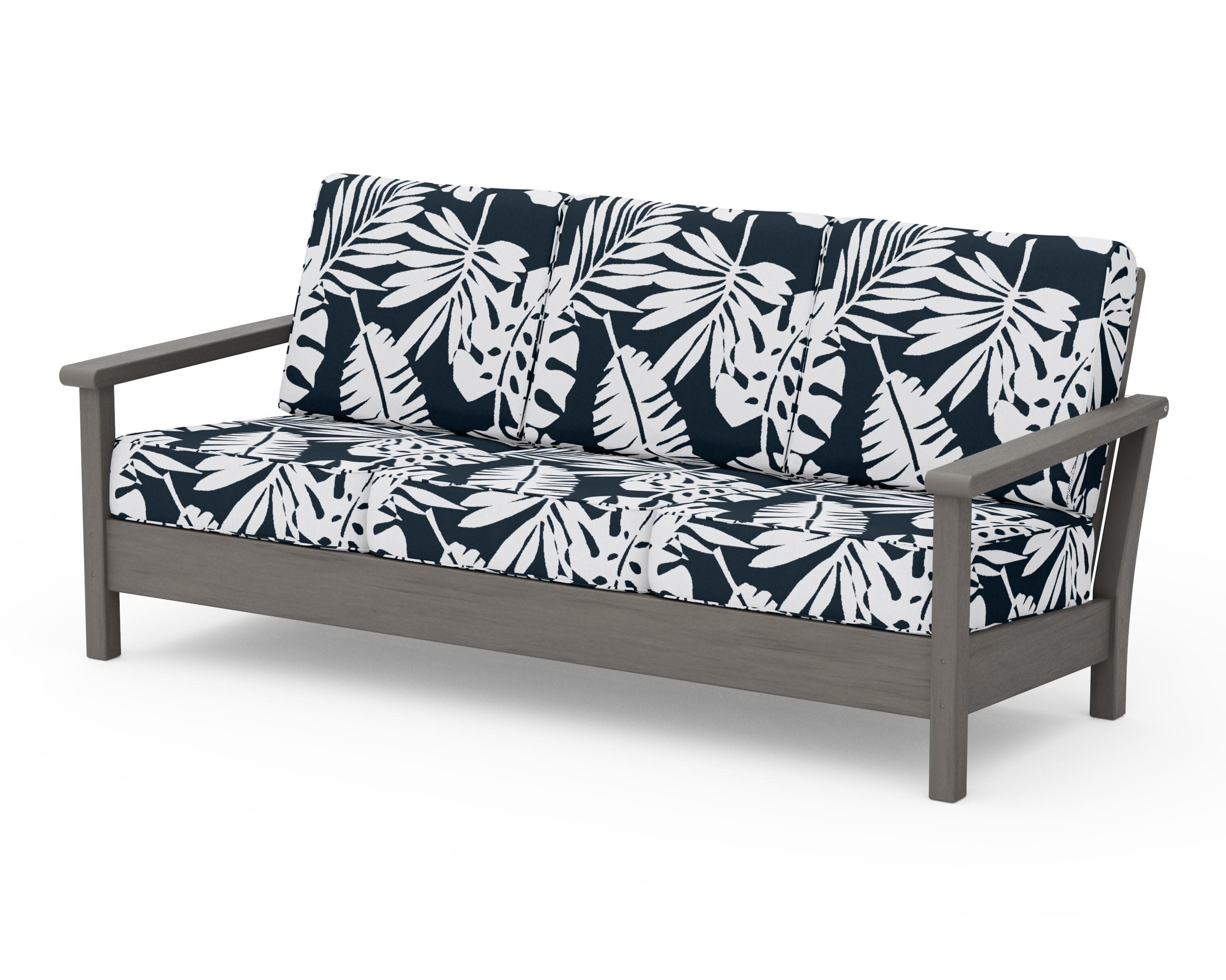 Harbour Deep Seating Sofa in Driftwood / Leaf Marine Indigo