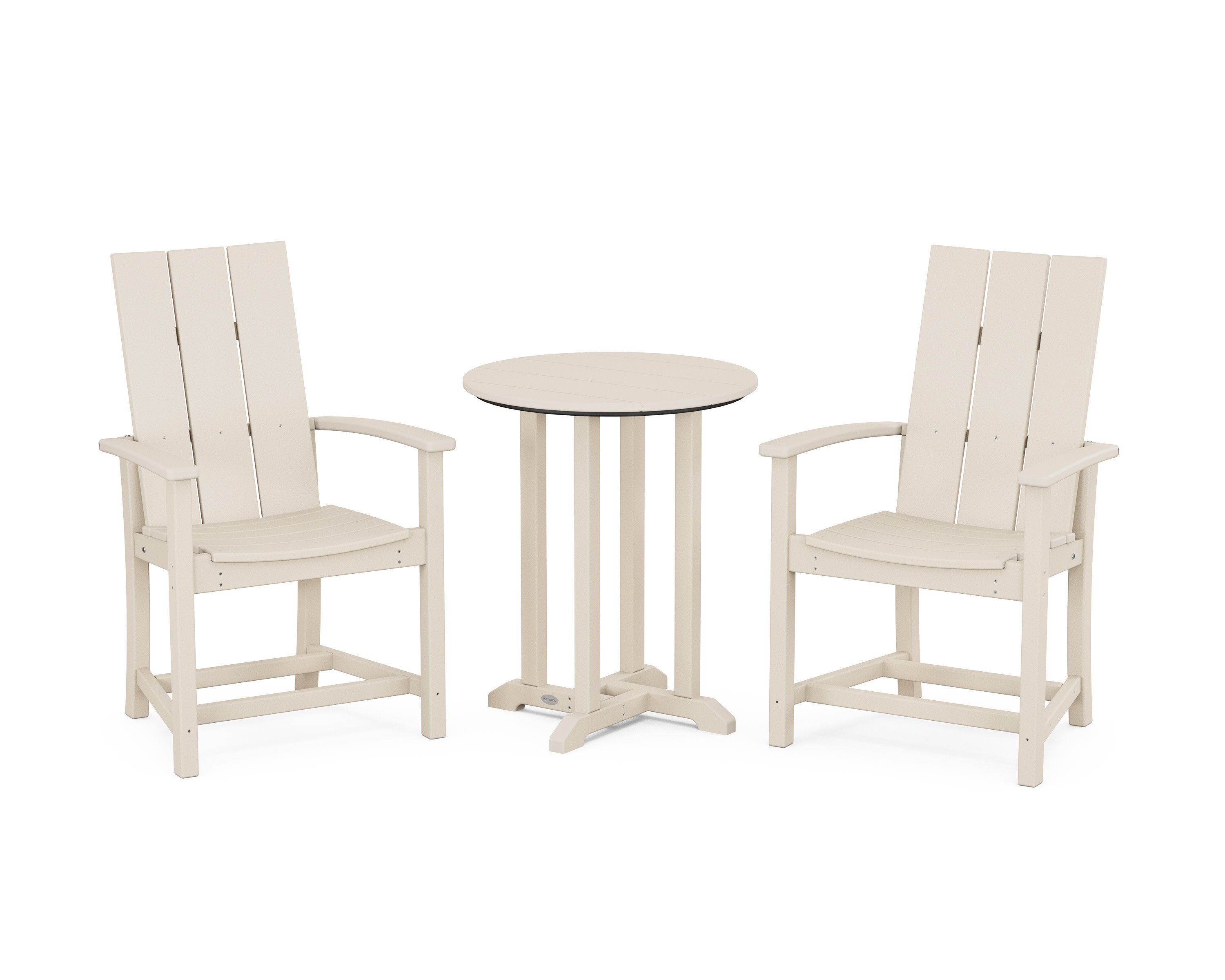 Modern Adirondack 3-Piece Round Farmhouse Bistro Dining Set in Sand