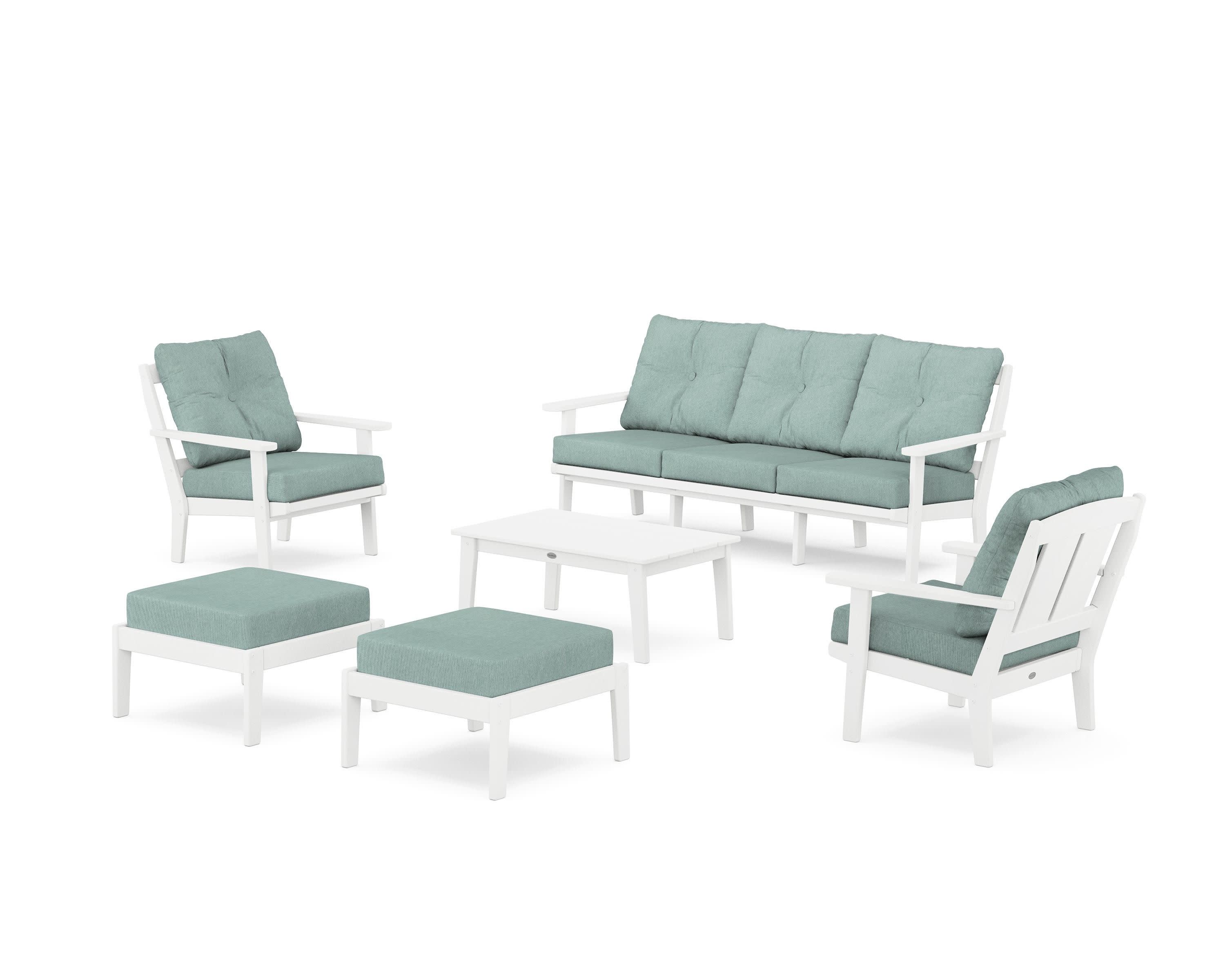 Mission 6-Piece Lounge Sofa Set in White / Glacier Spa