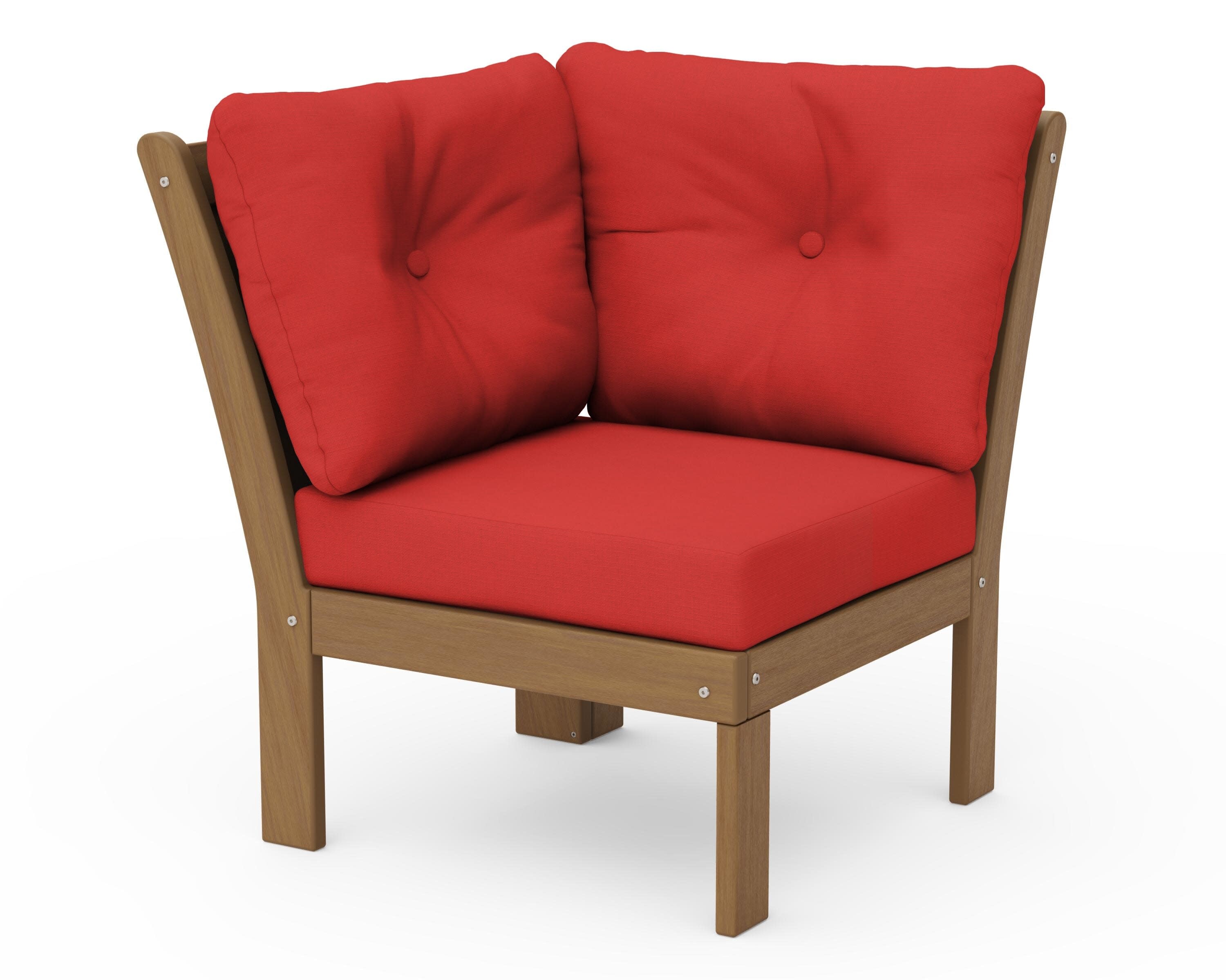 Vineyard Modular Corner Chair in Natural / Crimson Linen