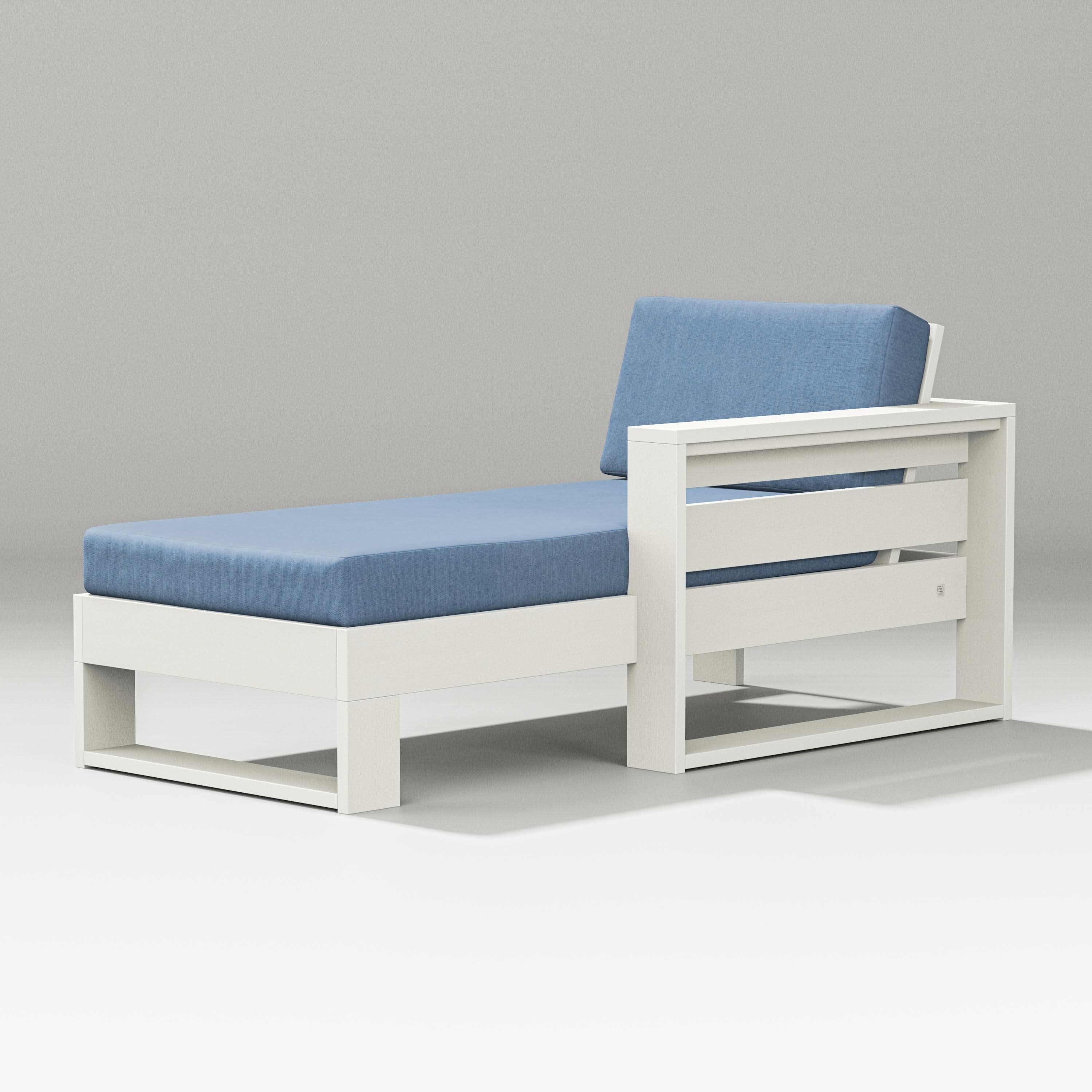 Latitude Modular Right Arm Chaise in Vintage White / Sky Blue