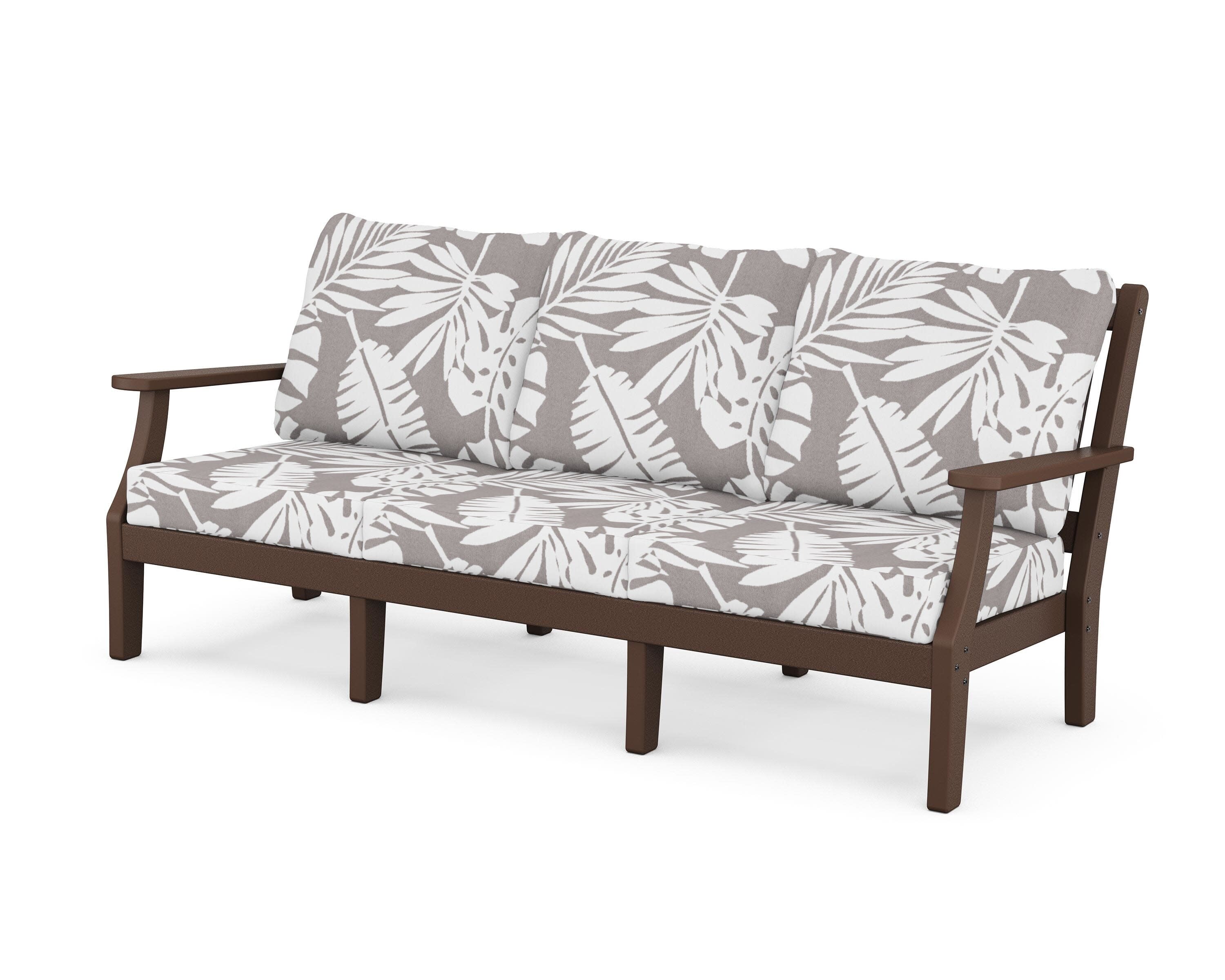 Chinoiserie Deep Seating Sofa in Mahogany / Leaf Grey Mist