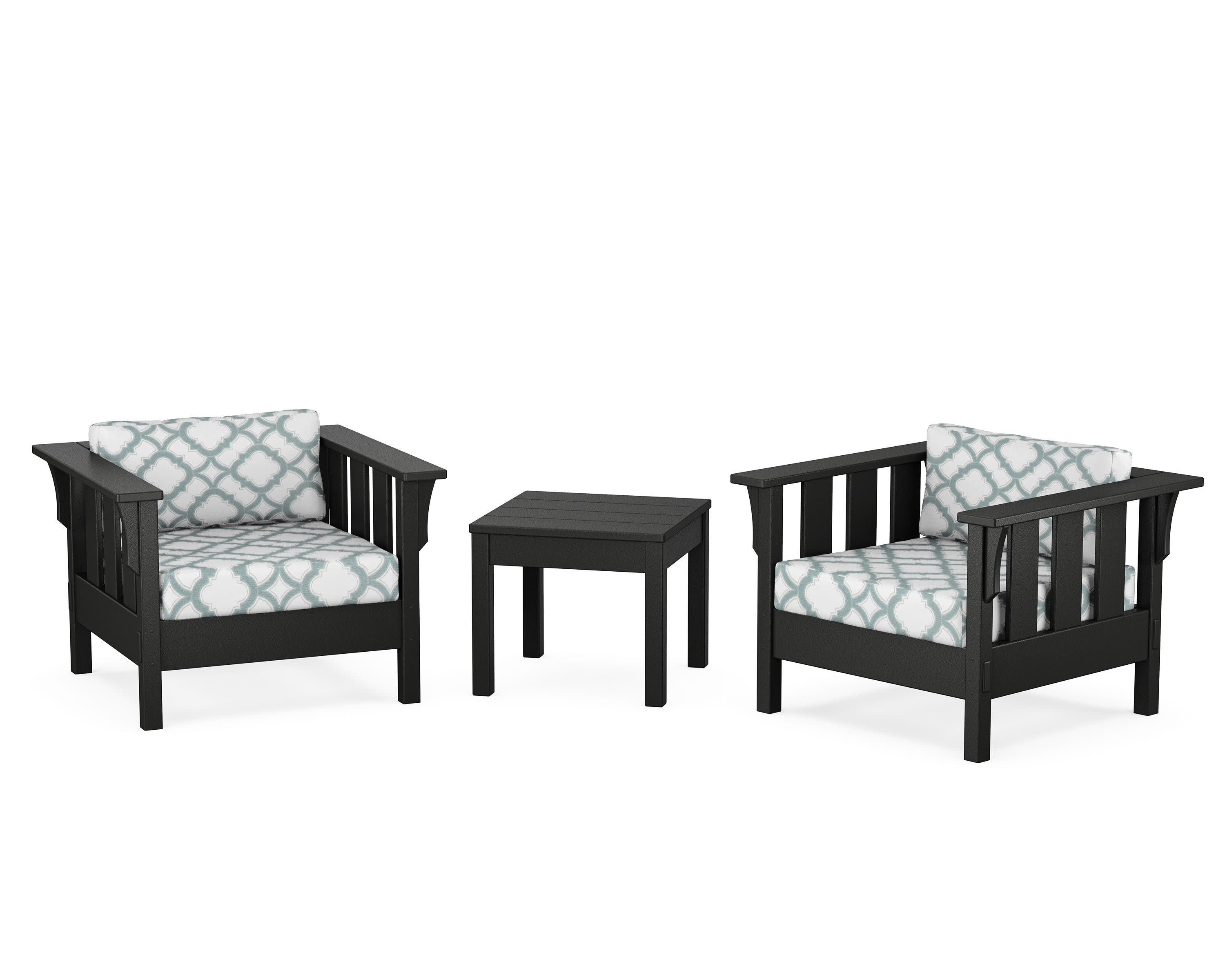 Acadia 3-Piece Deep Seating Set in Black / Trellis Glacier Spa