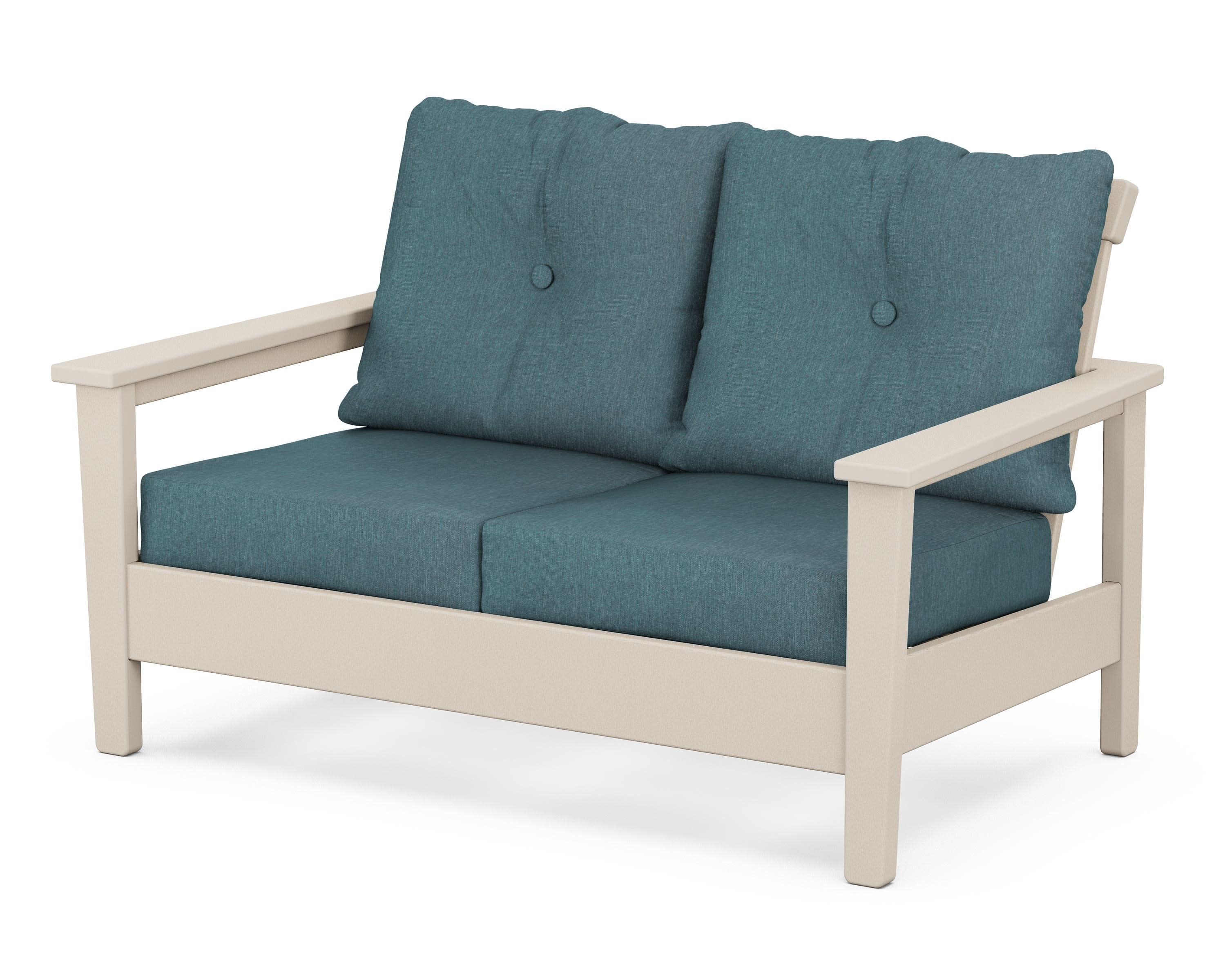Prescott Deep Seating Loveseat in Sand / Ocean Teal