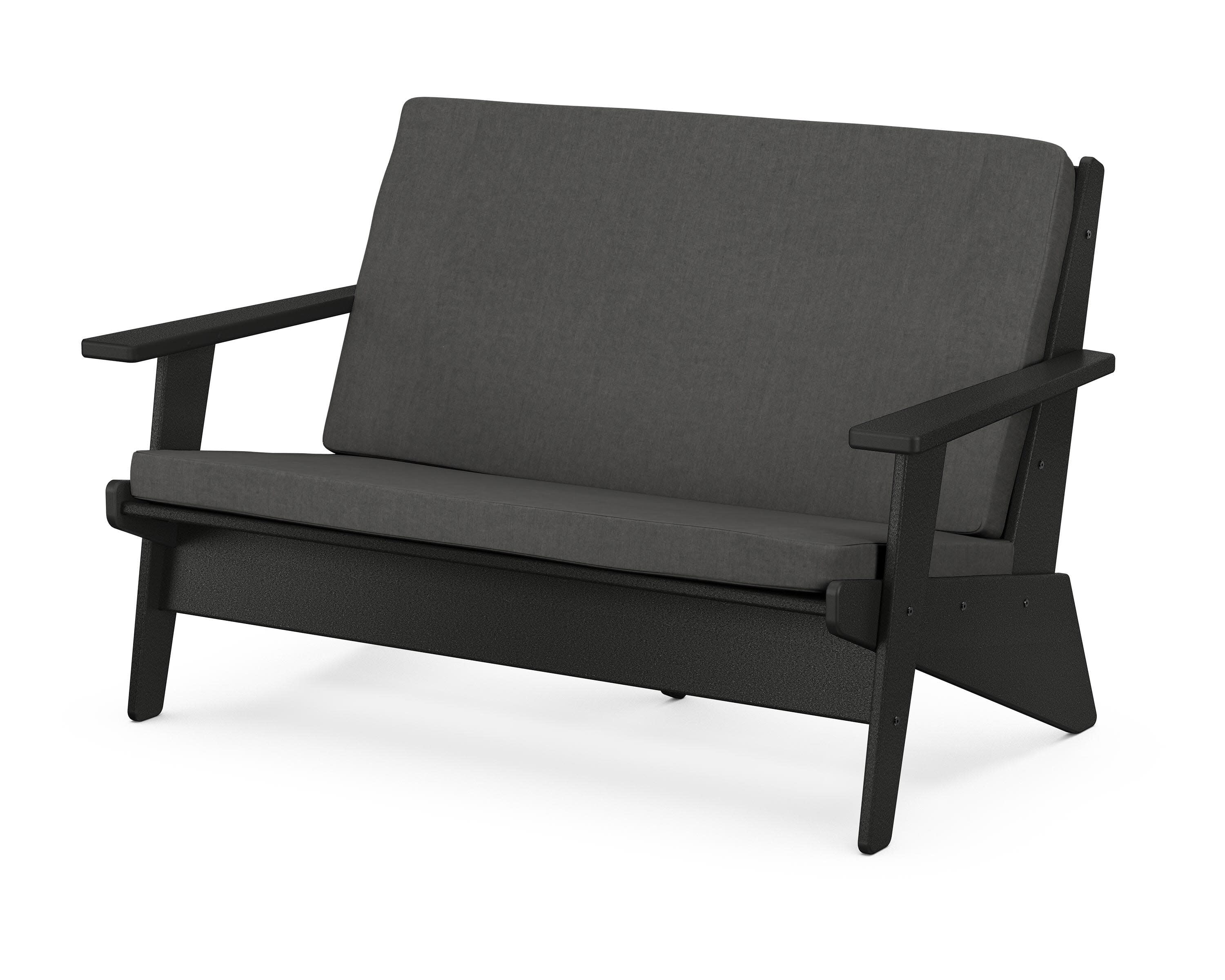 Riviera Modern Lounge Loveseat in Black / Spectrum Carbon