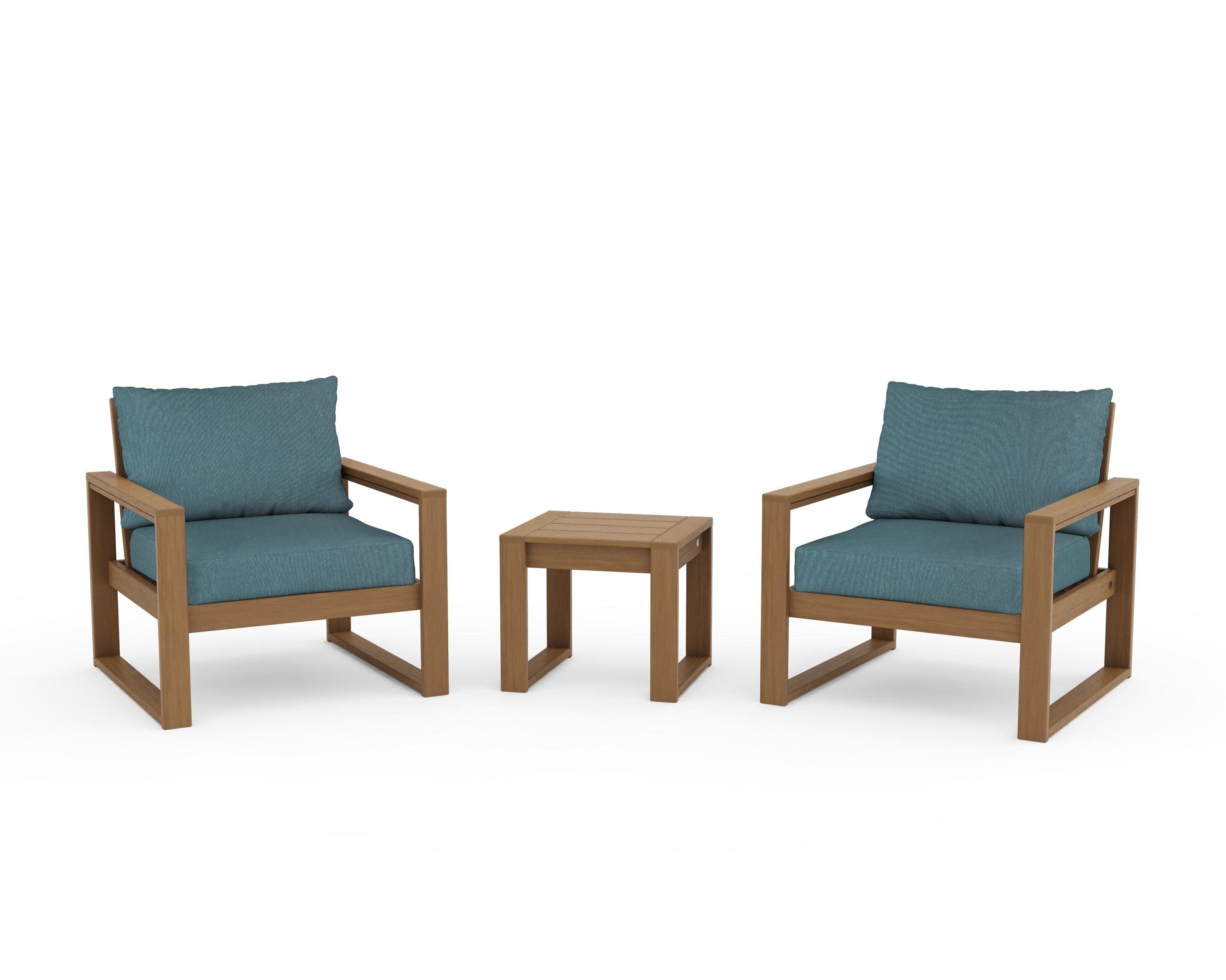 EDGE Sectional 3-Piece Deep Seating Set in Natural / Ocean Teal
