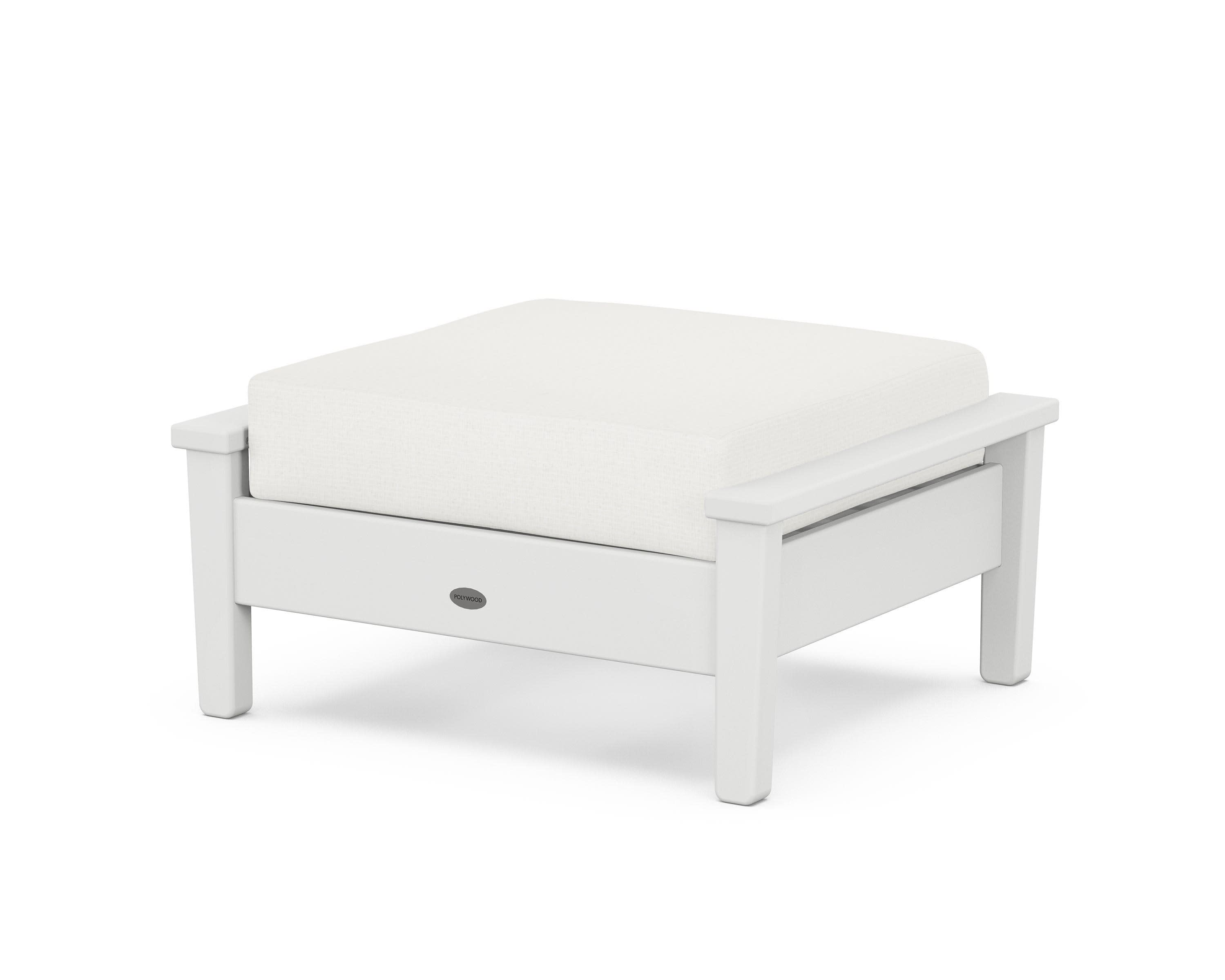 Prescott Deep Seating Ottoman in White / Natural Linen