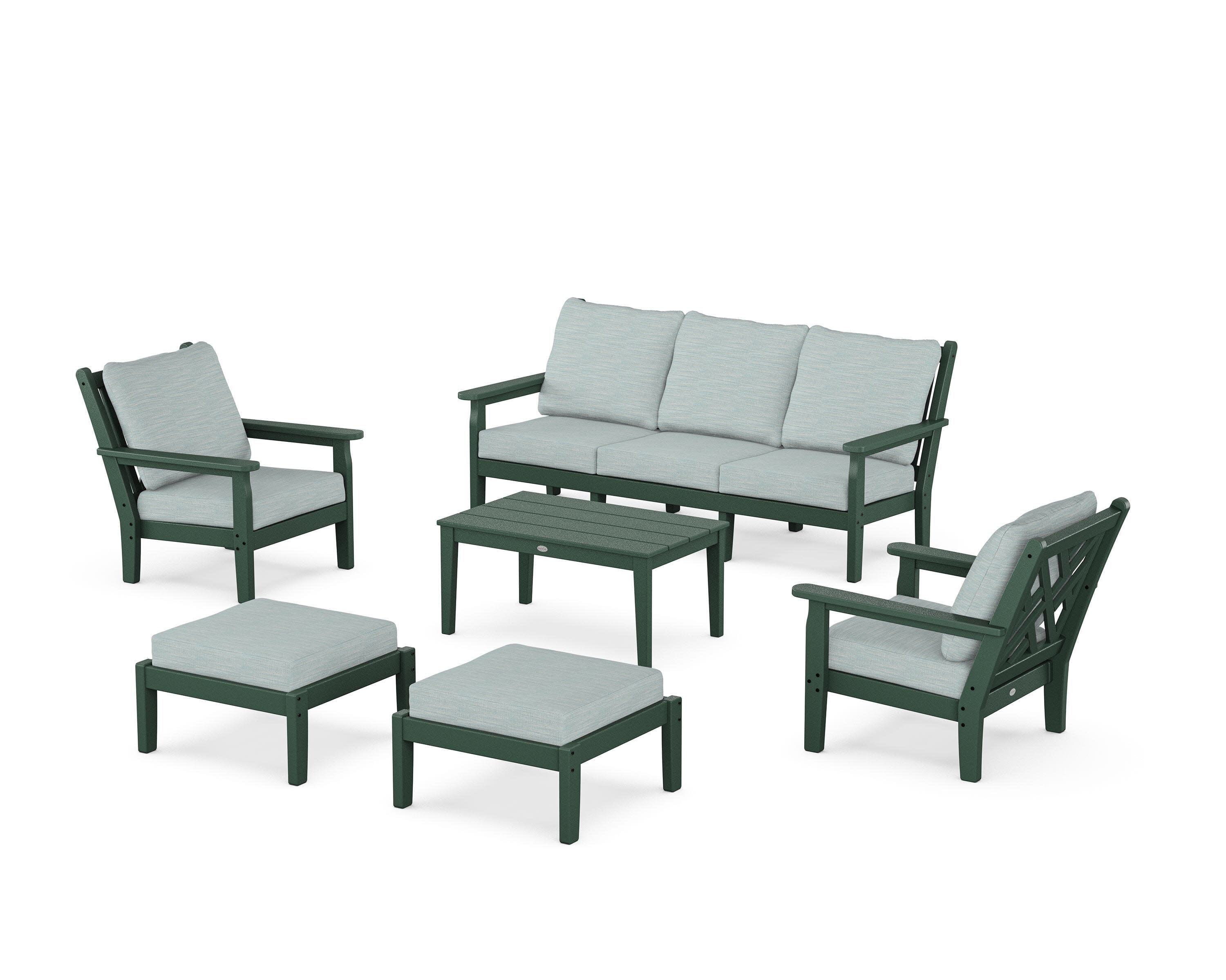 Chippendale 6-Piece Lounge Sofa Set in Green / Soothe Mist