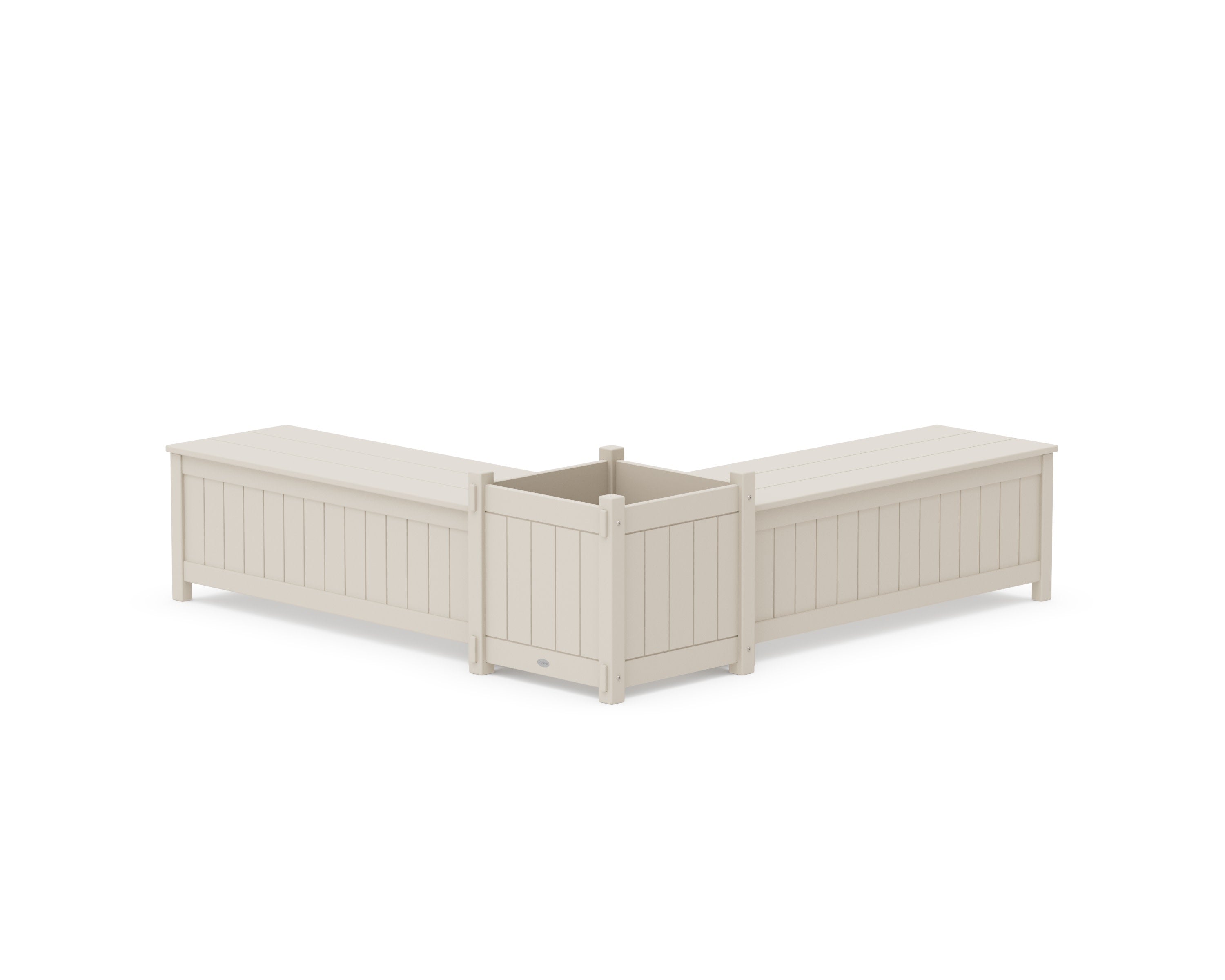 48" Vineyard L- Shaped Planter Storage Bench Set- Large in Sand