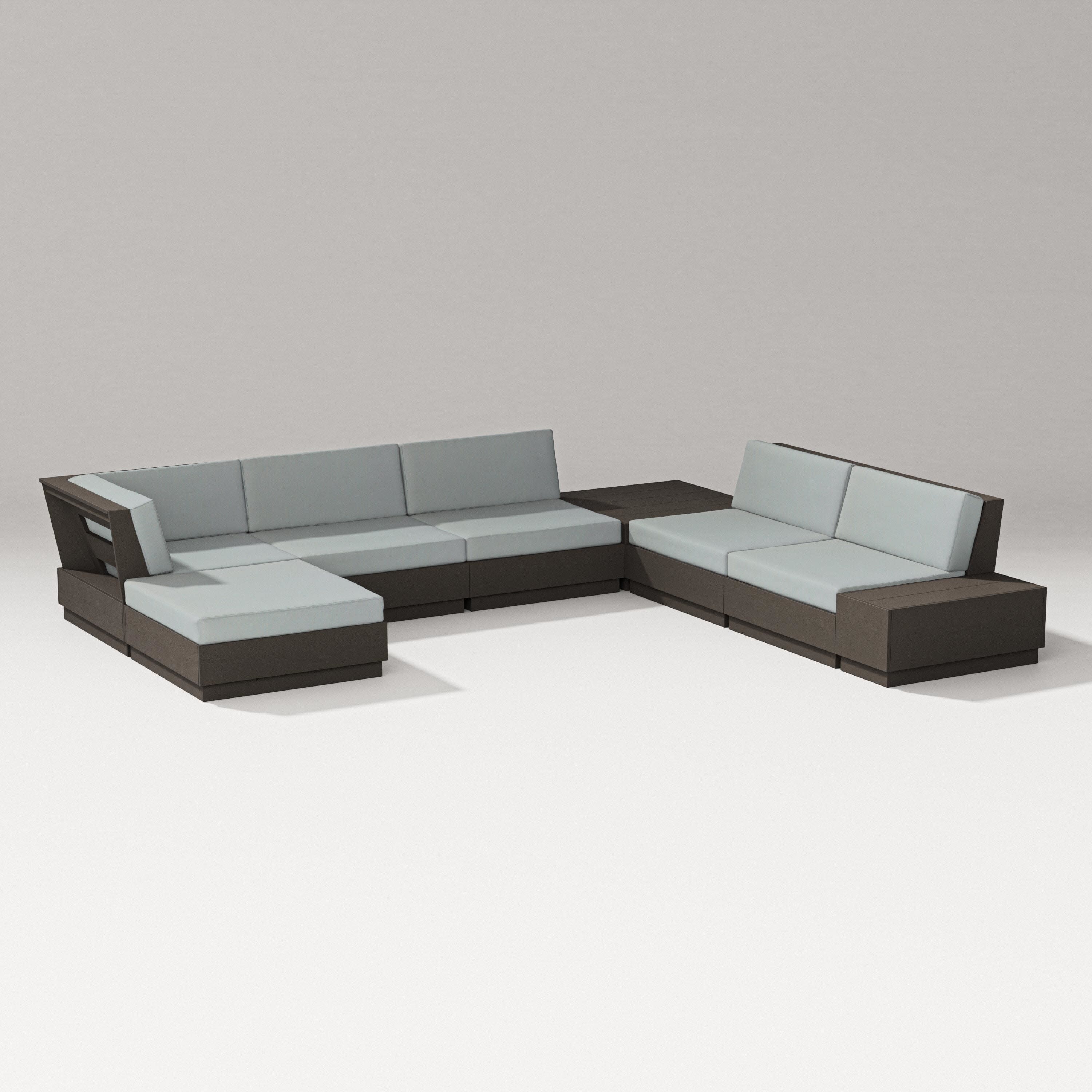 Elevate 8-Piece Corner Sectional in Vintage Coffee / Spa