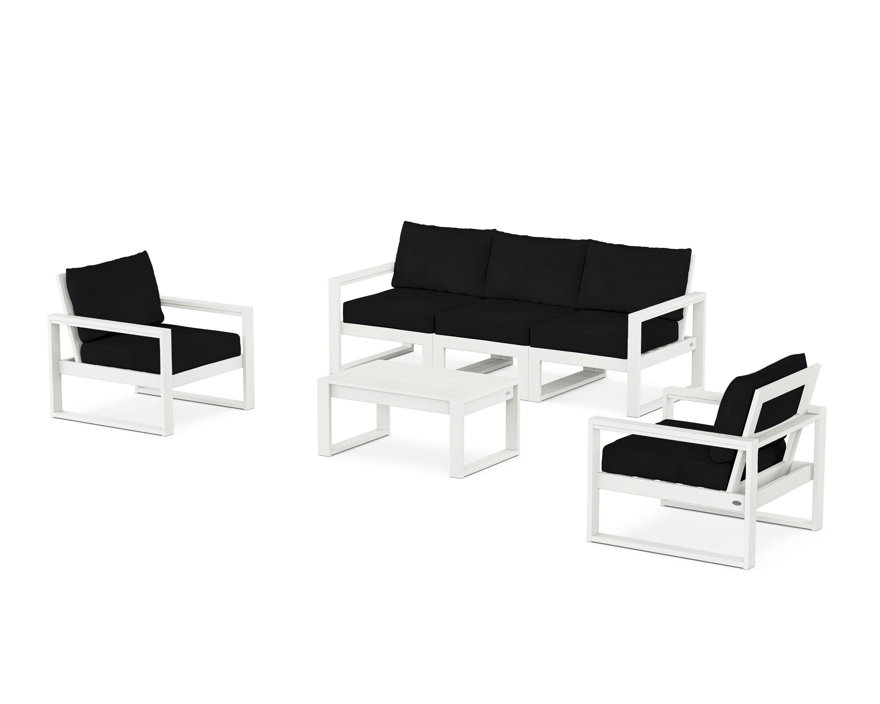 EDGE Sectional 4-Piece Deep Seating Set with Sofa in Vintage White / Midnight Linen