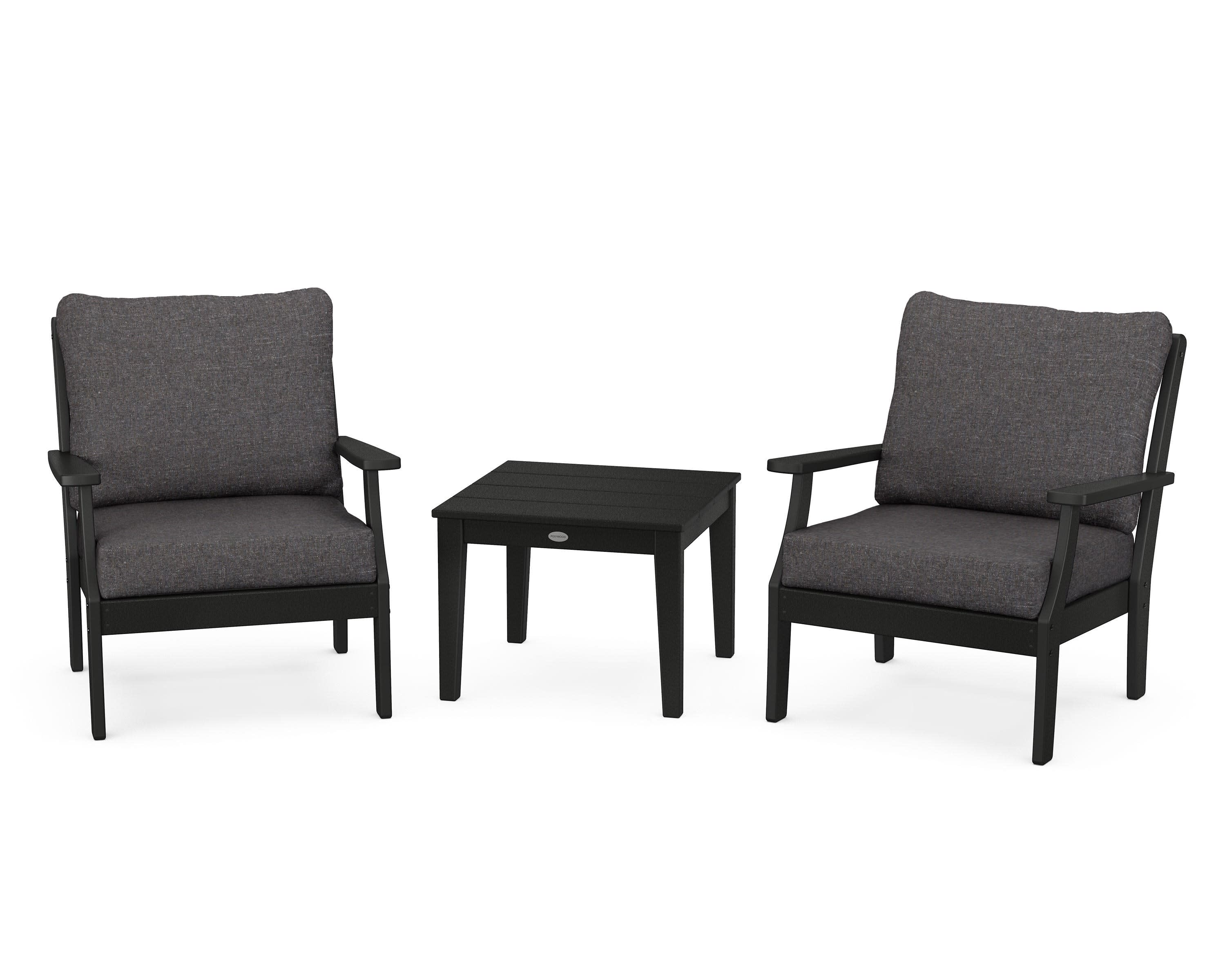 Braxton 3-Piece Deep Seating Set in Black / Ash Charcoal