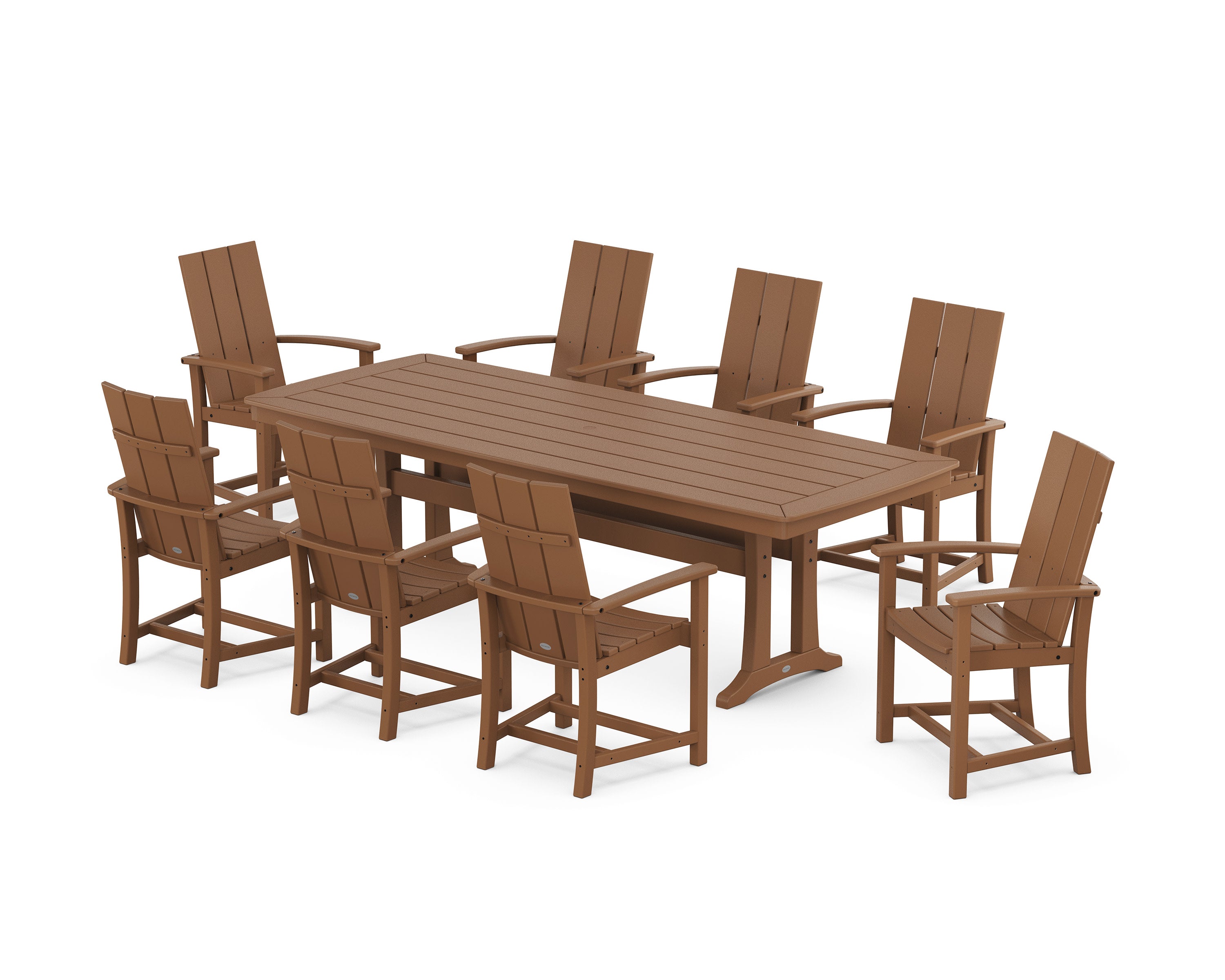 Modern Adirondack 9-Piece Dining Set with Trestle Legs in Teak
