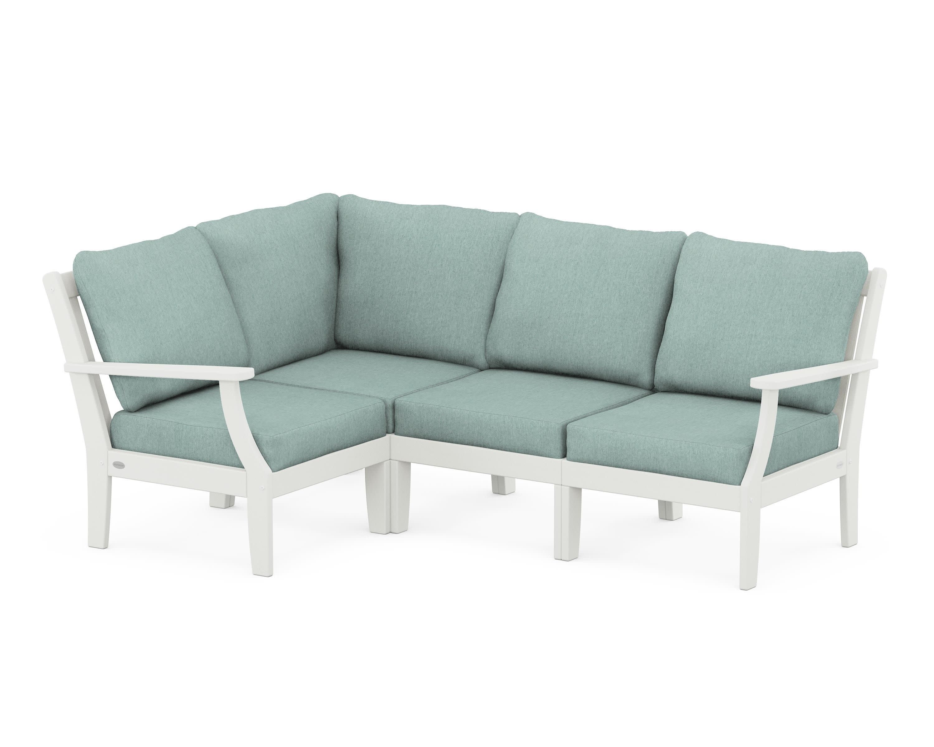 Braxton Modular 4-Piece Deep Seating Set in Vintage White / Glacier Spa