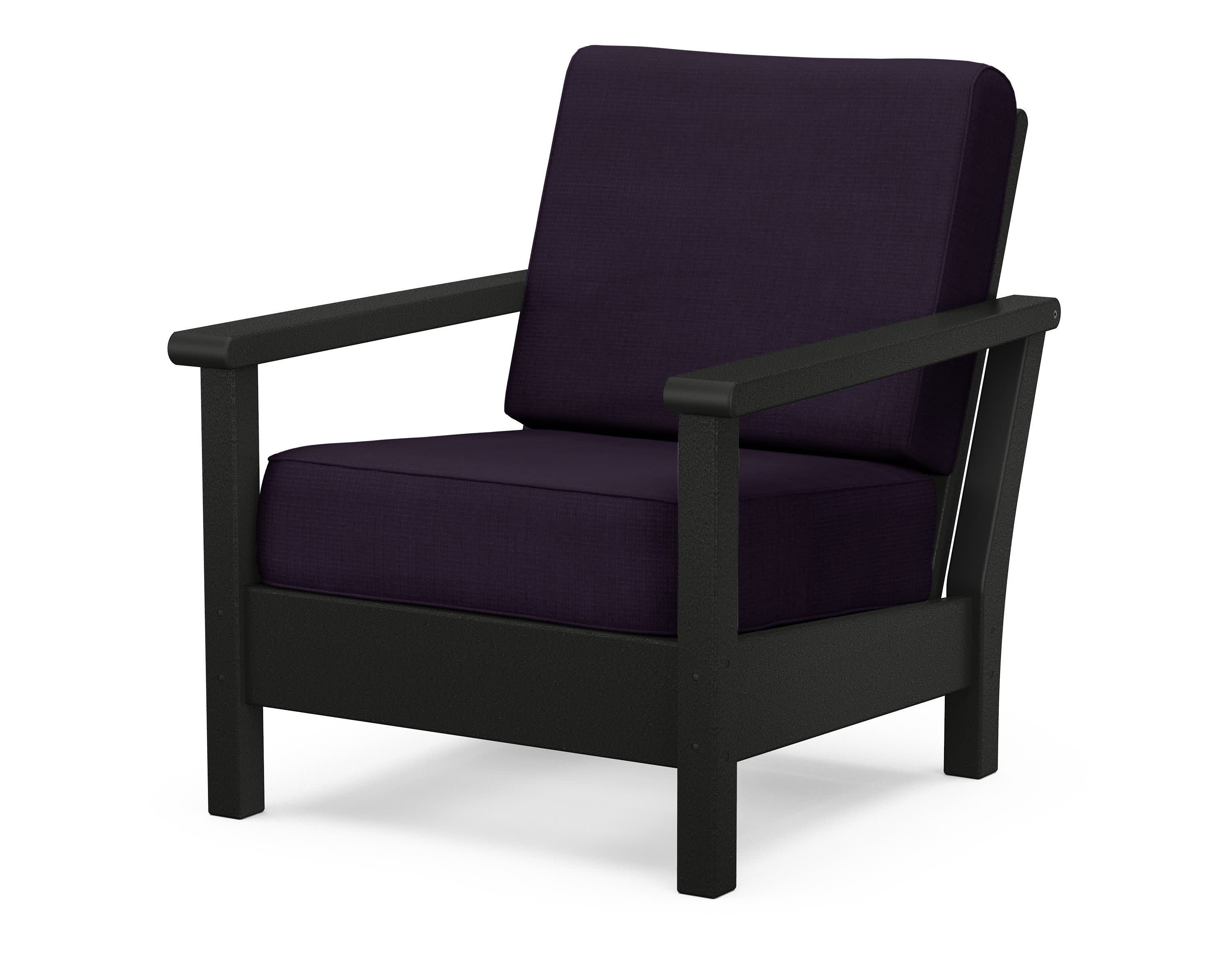 Harbour Deep Seating Chair in Black / Navy Linen