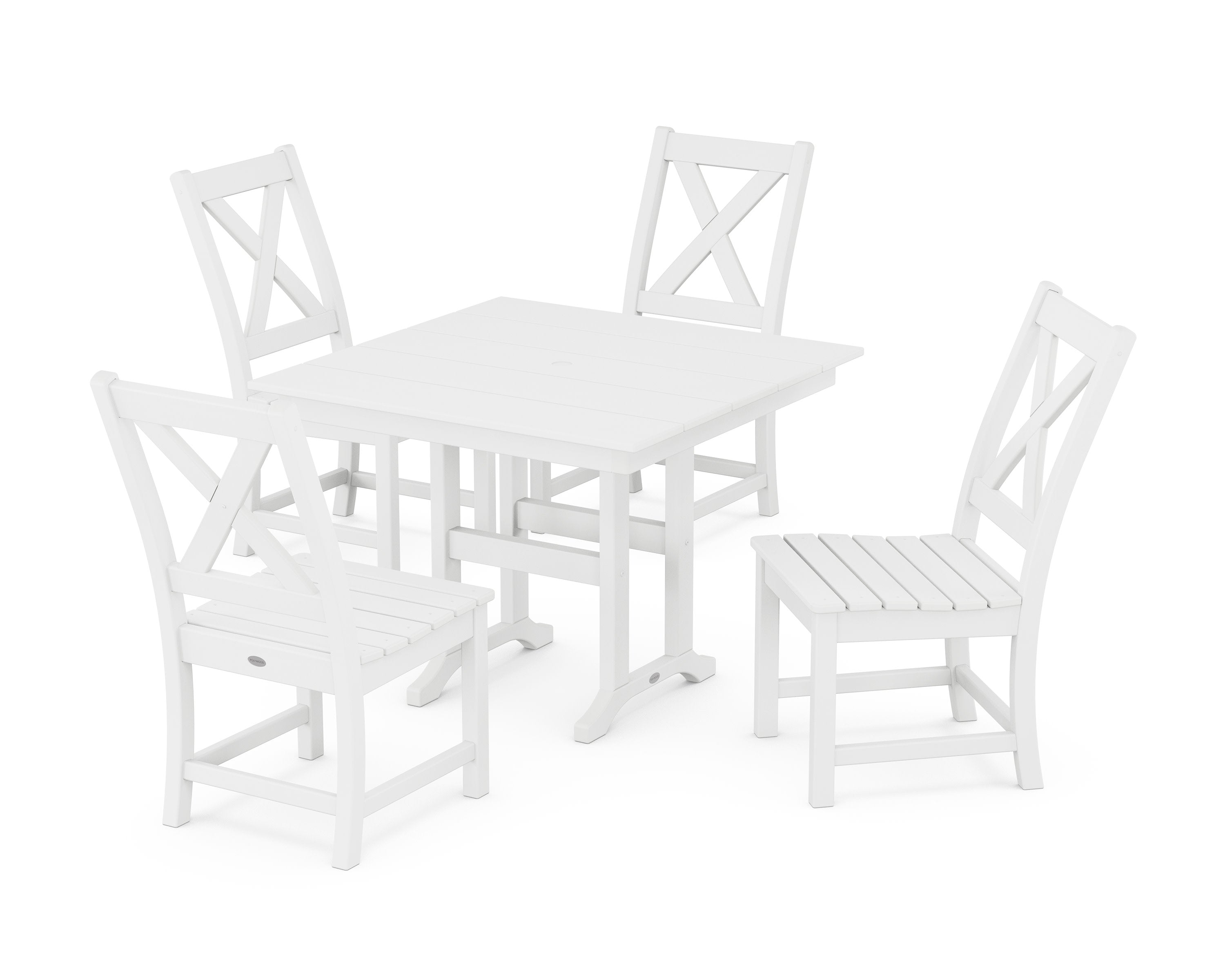 Braxton Side Chair 5-Piece Farmhouse Dining Set in White