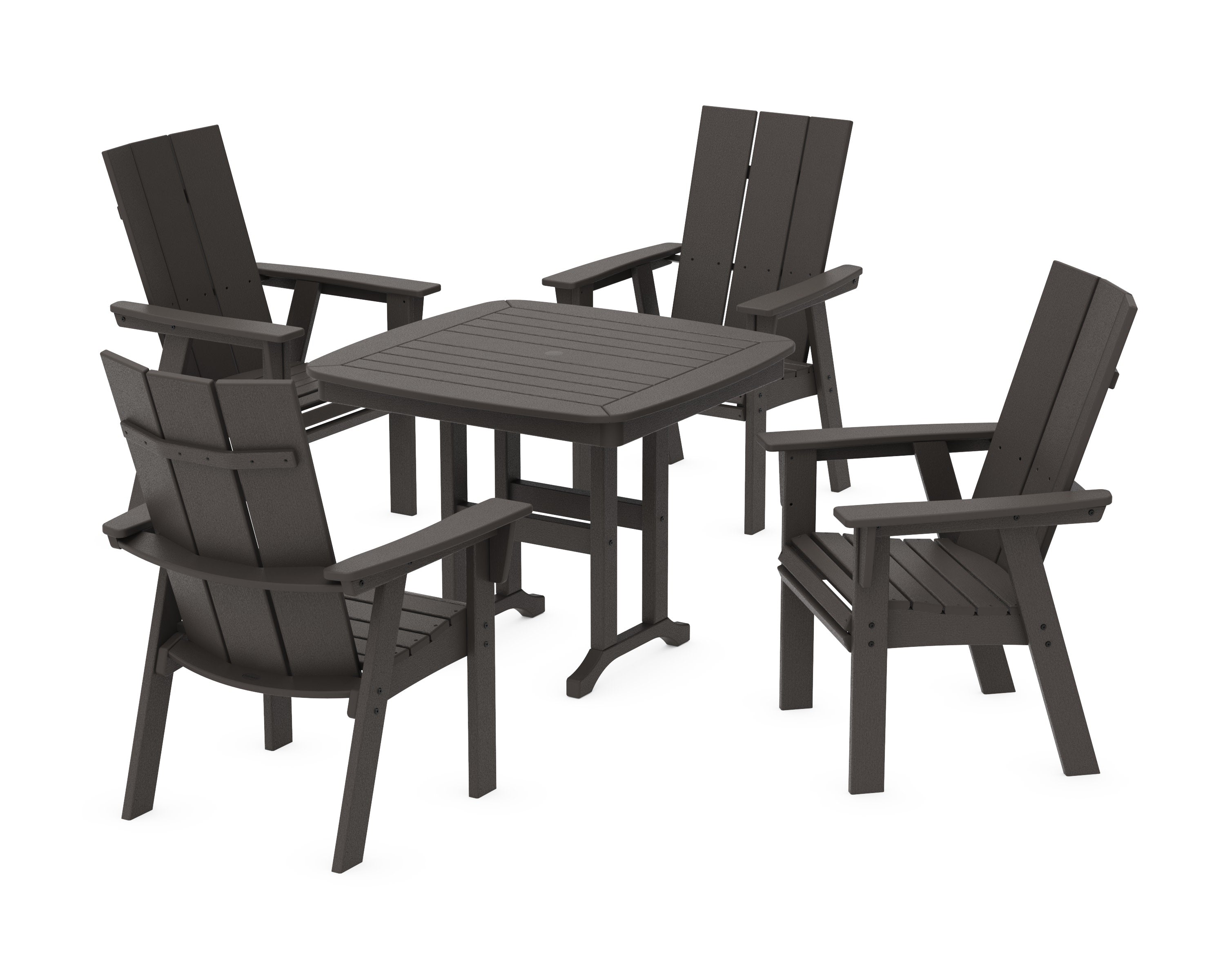 Modern Curveback Adirondack 5-Piece Dining Set in Vintage Coffee