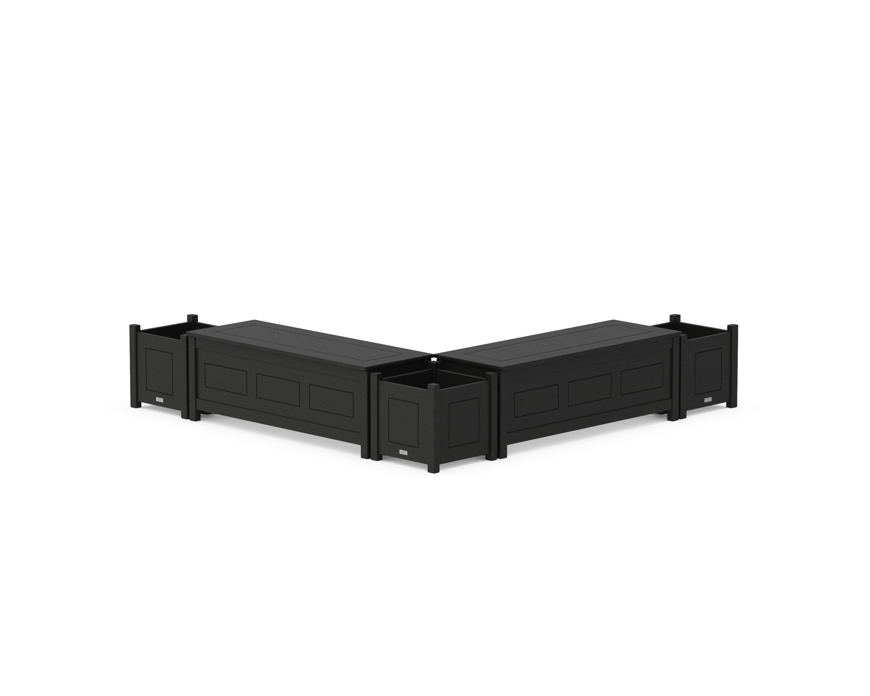 48" Country Living L- Shaped Planter Storage Bench Corner Set in Black