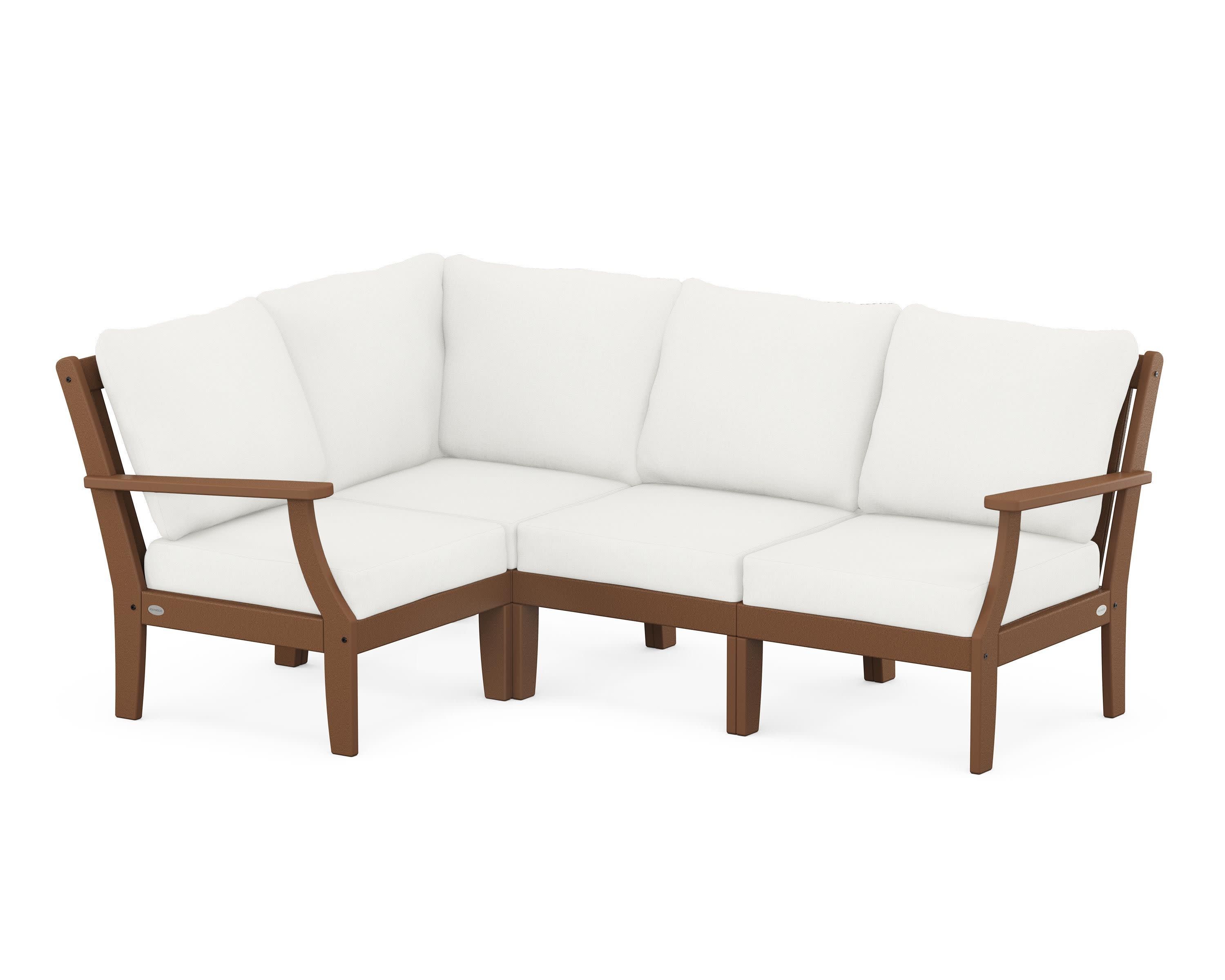 Braxton Modular 4-Piece Deep Seating Set in Teak / Natural Linen