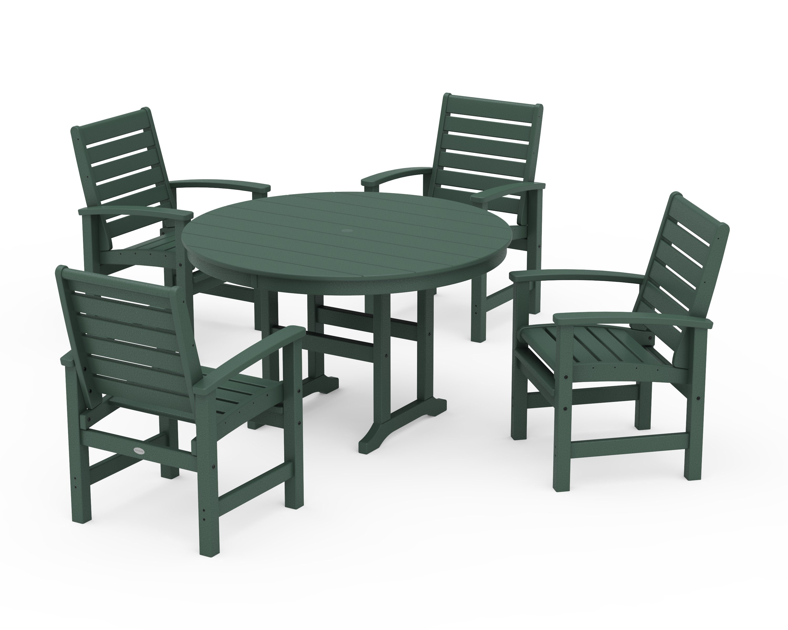 Signature 5-Piece Round Farmhouse Dining Set in Green