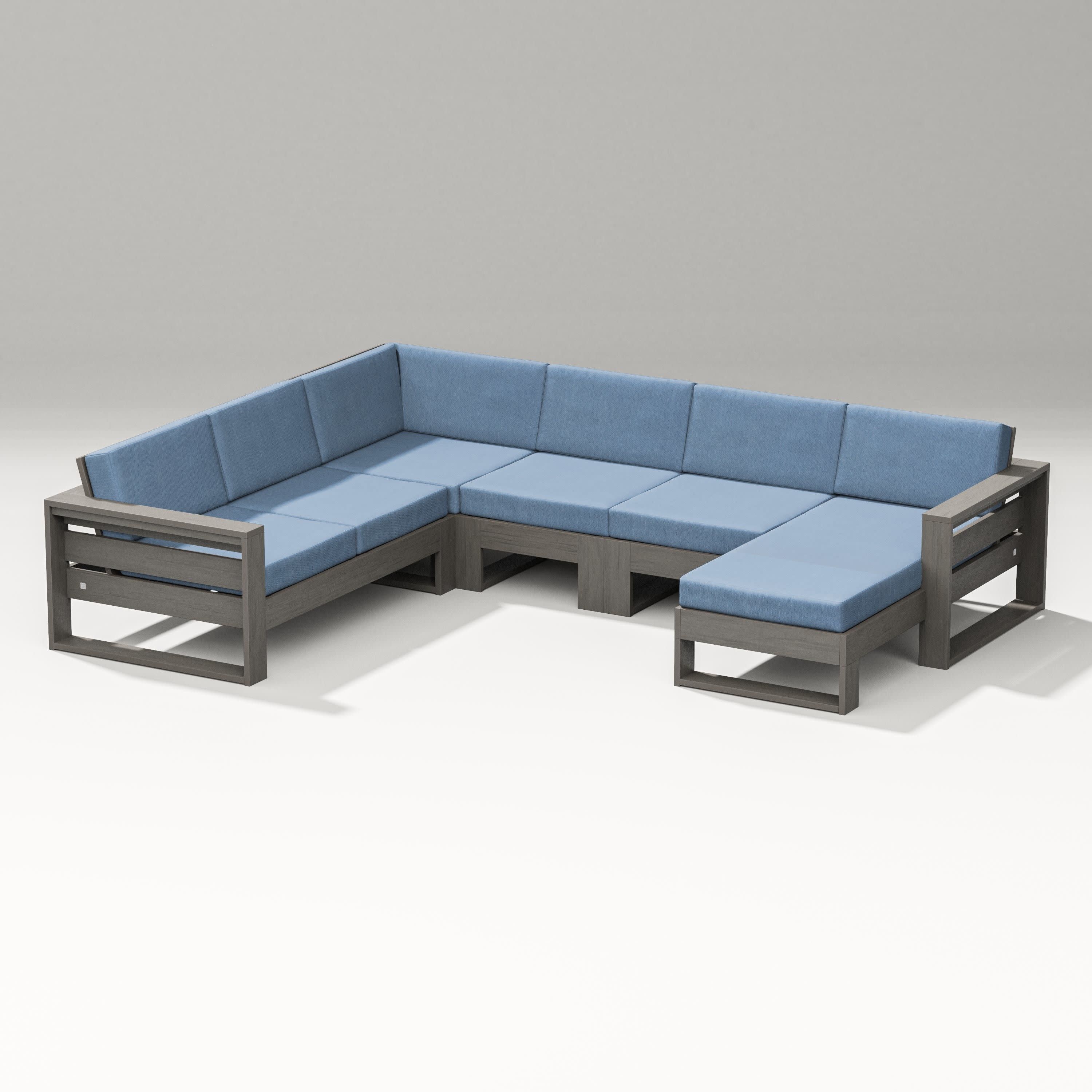 Latitude Corner Sectional with Right Chaise in Driftwood / Sky Blue