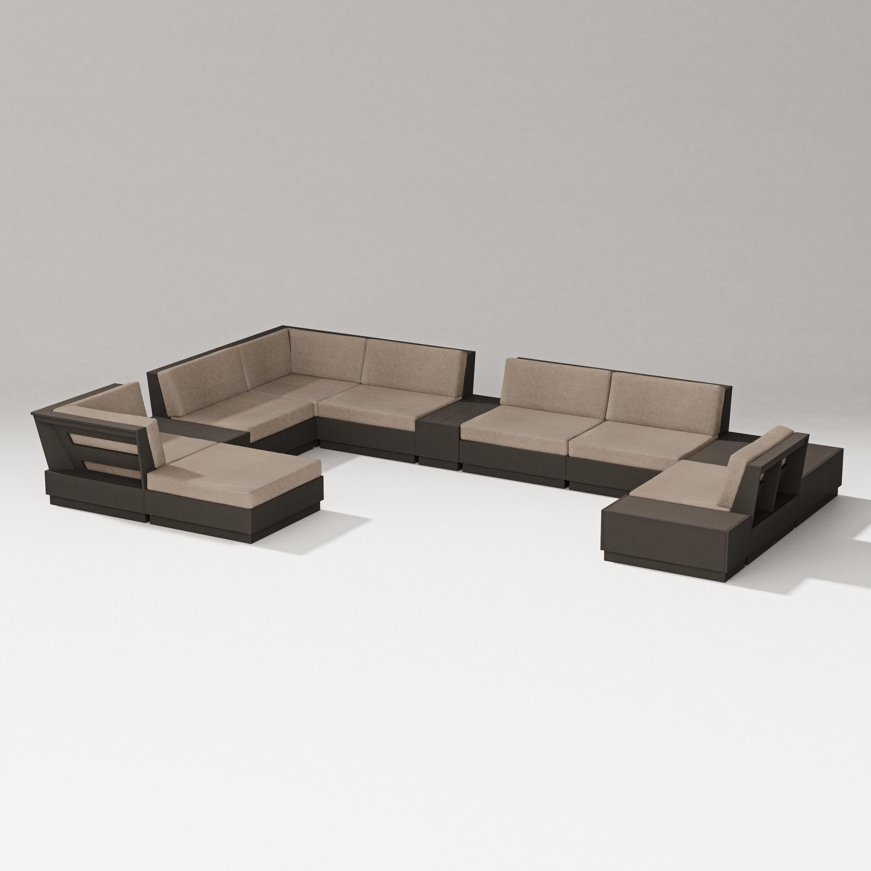 Elevate 12-Piece Conversation Sectional Set in Vintage Coffee / Spiced Burlap