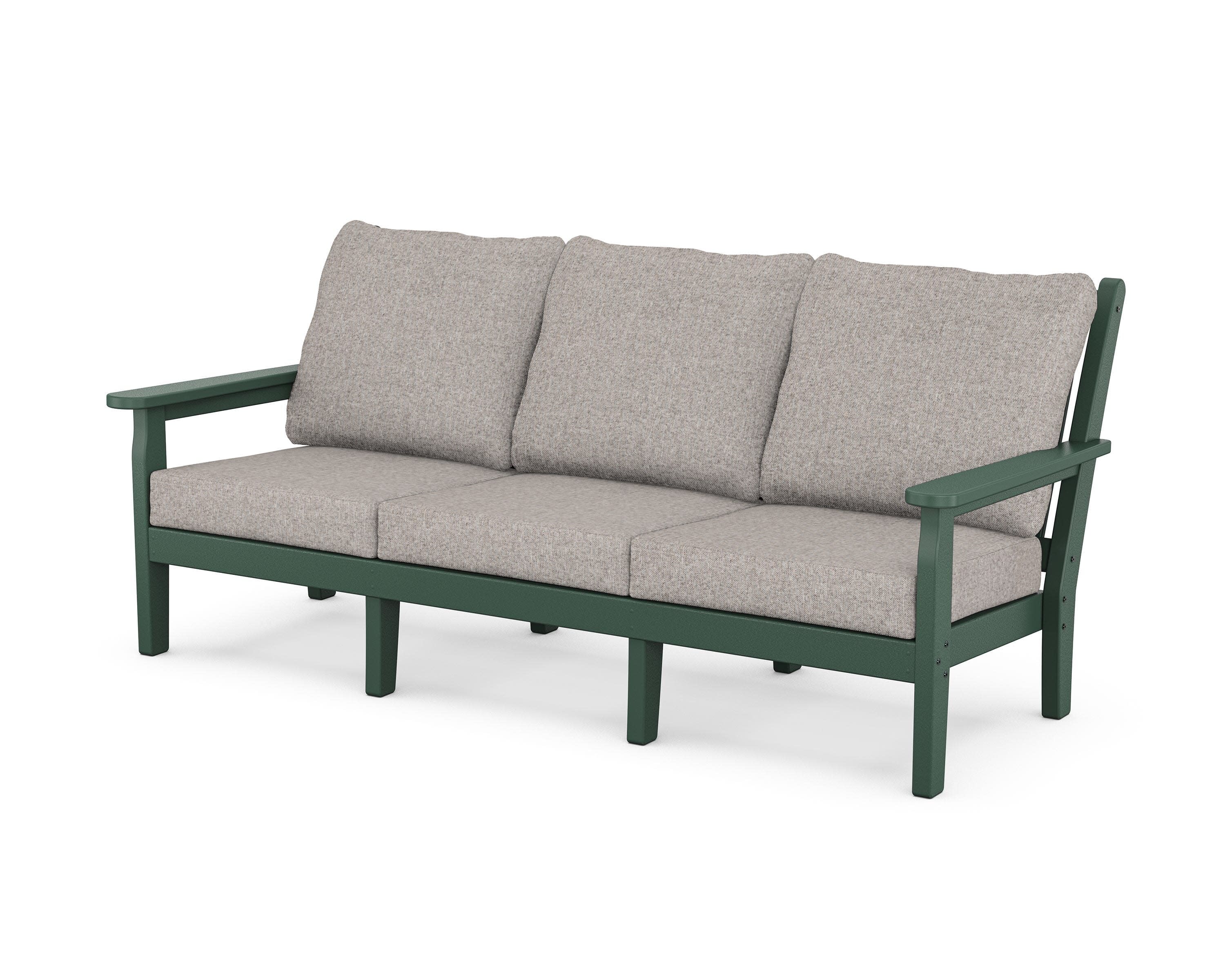 Chippendale Deep Seating Sofa in Green / Weathered Tweed