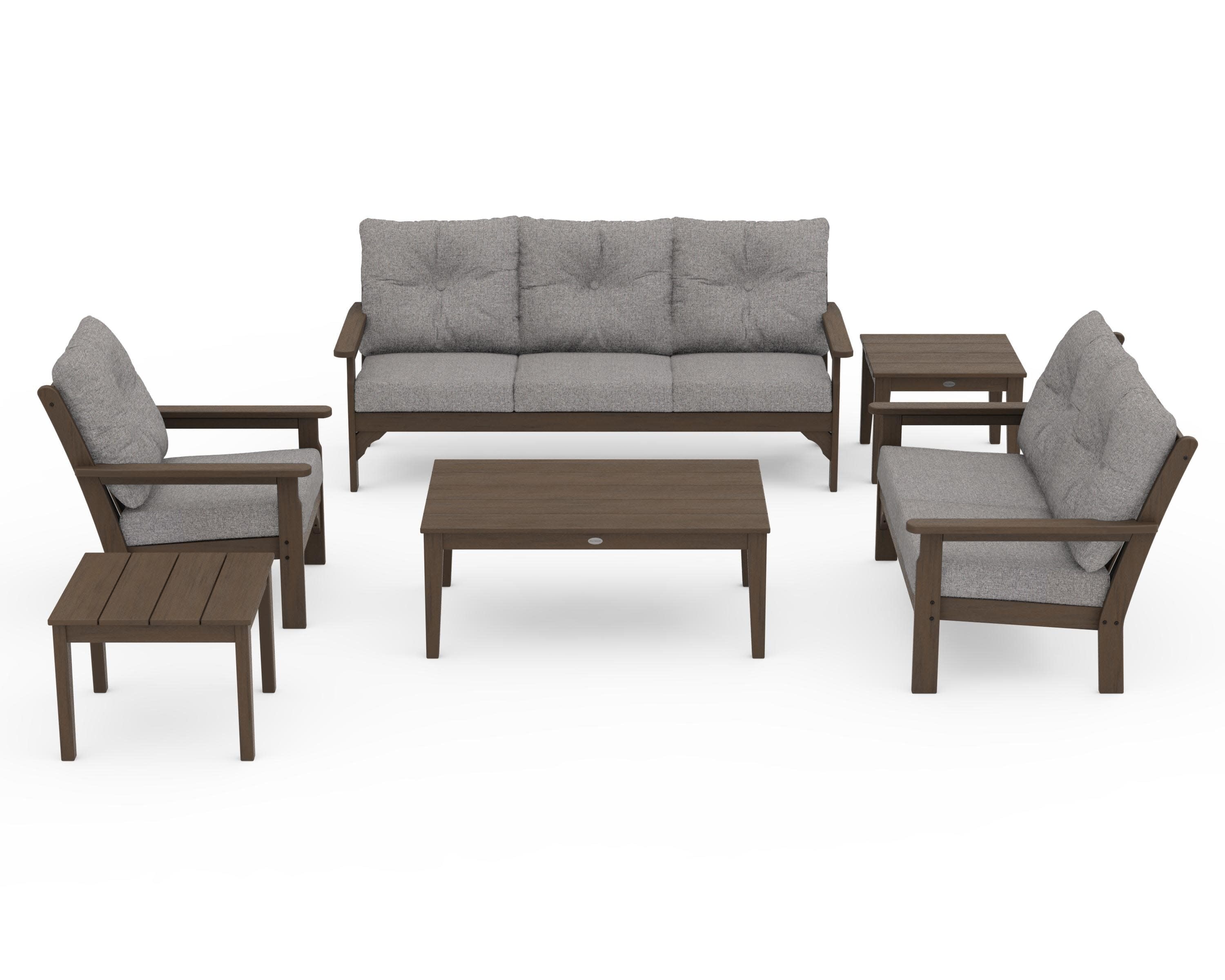 Vineyard 6-Piece Deep Seating Set in Kona / Grey Mist
