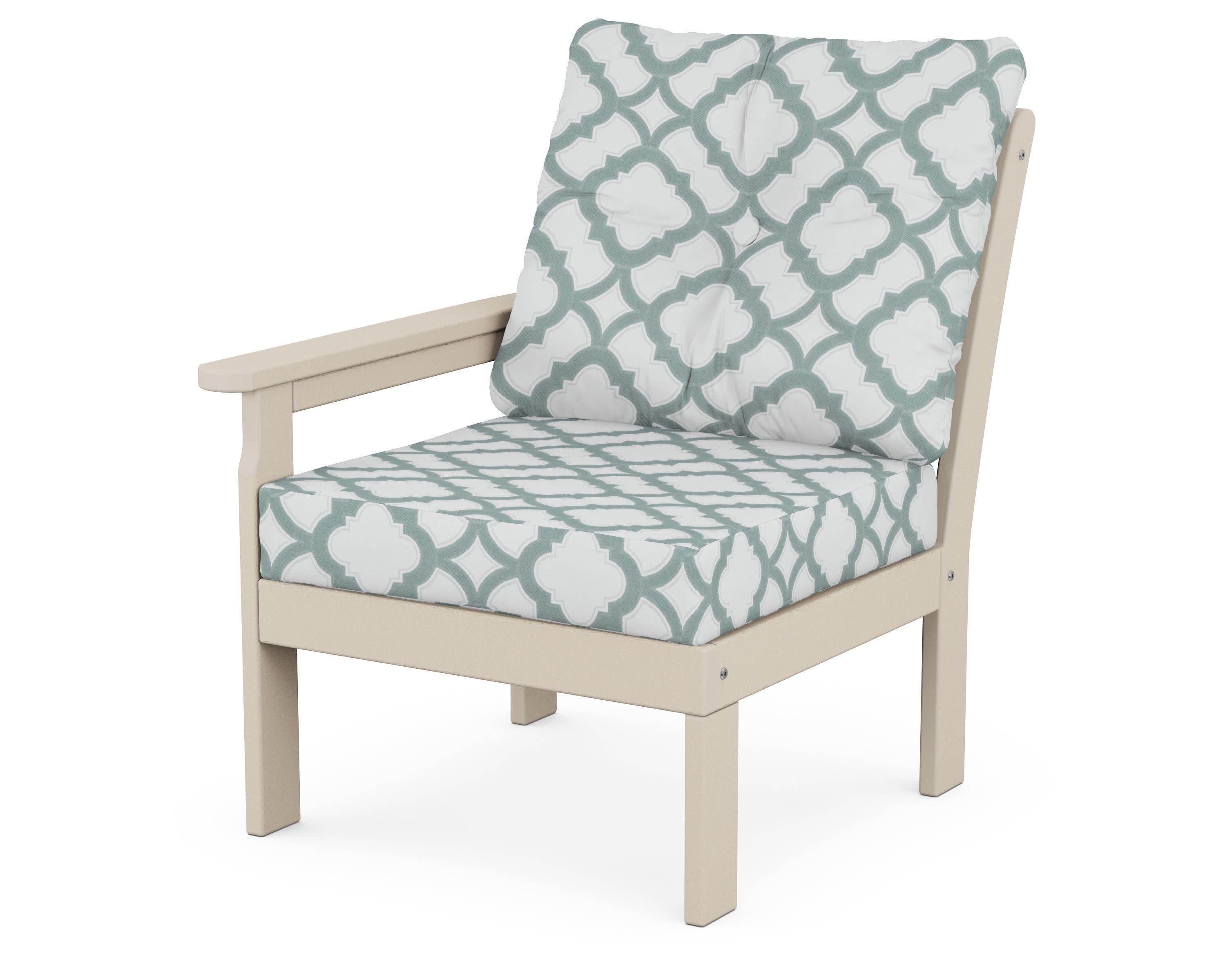 Vineyard Modular Left Arm Chair in Sand / Trellis Glacier Spa