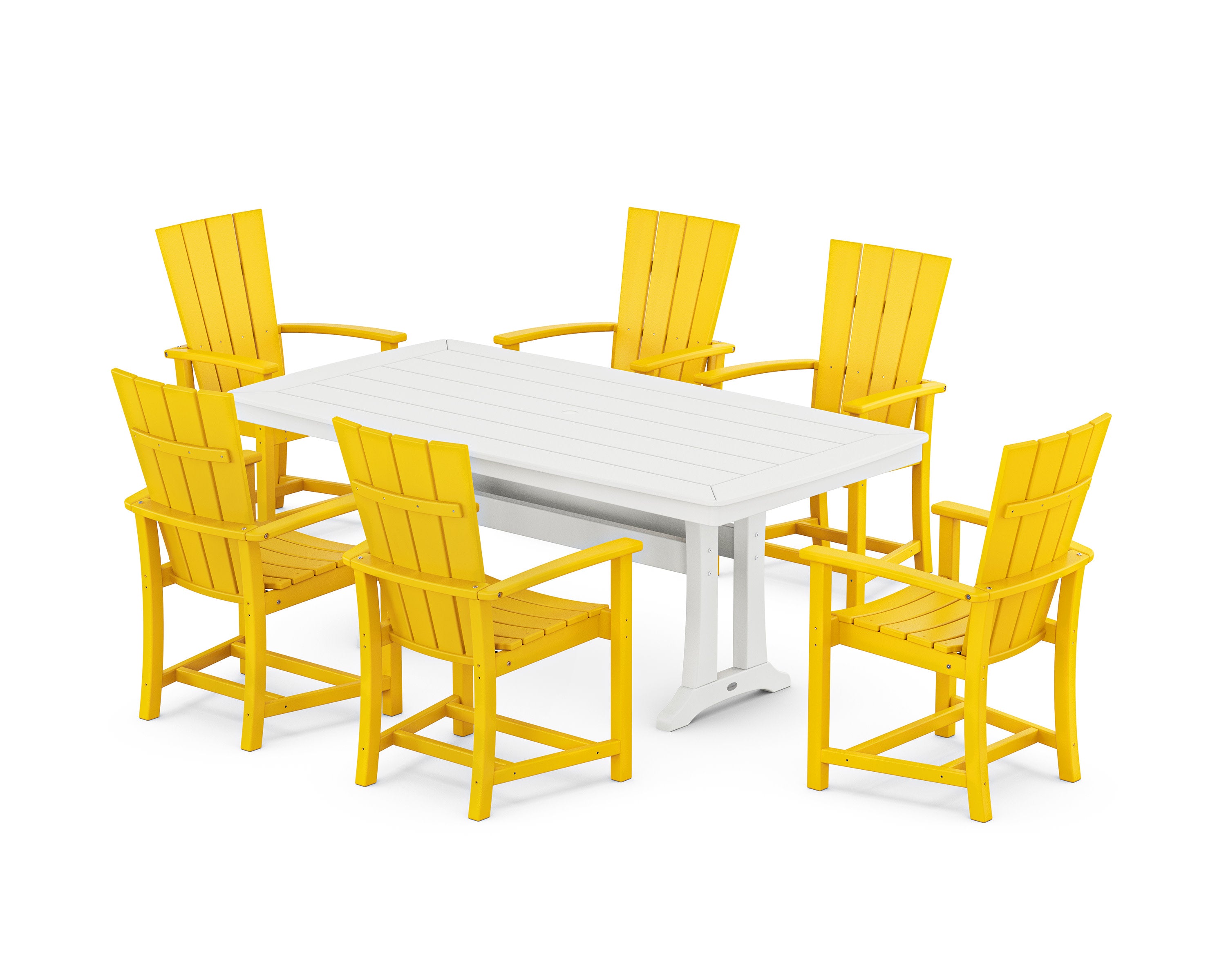 Quattro 7-Piece Dining Set with Trestle Legs in Lemon / White