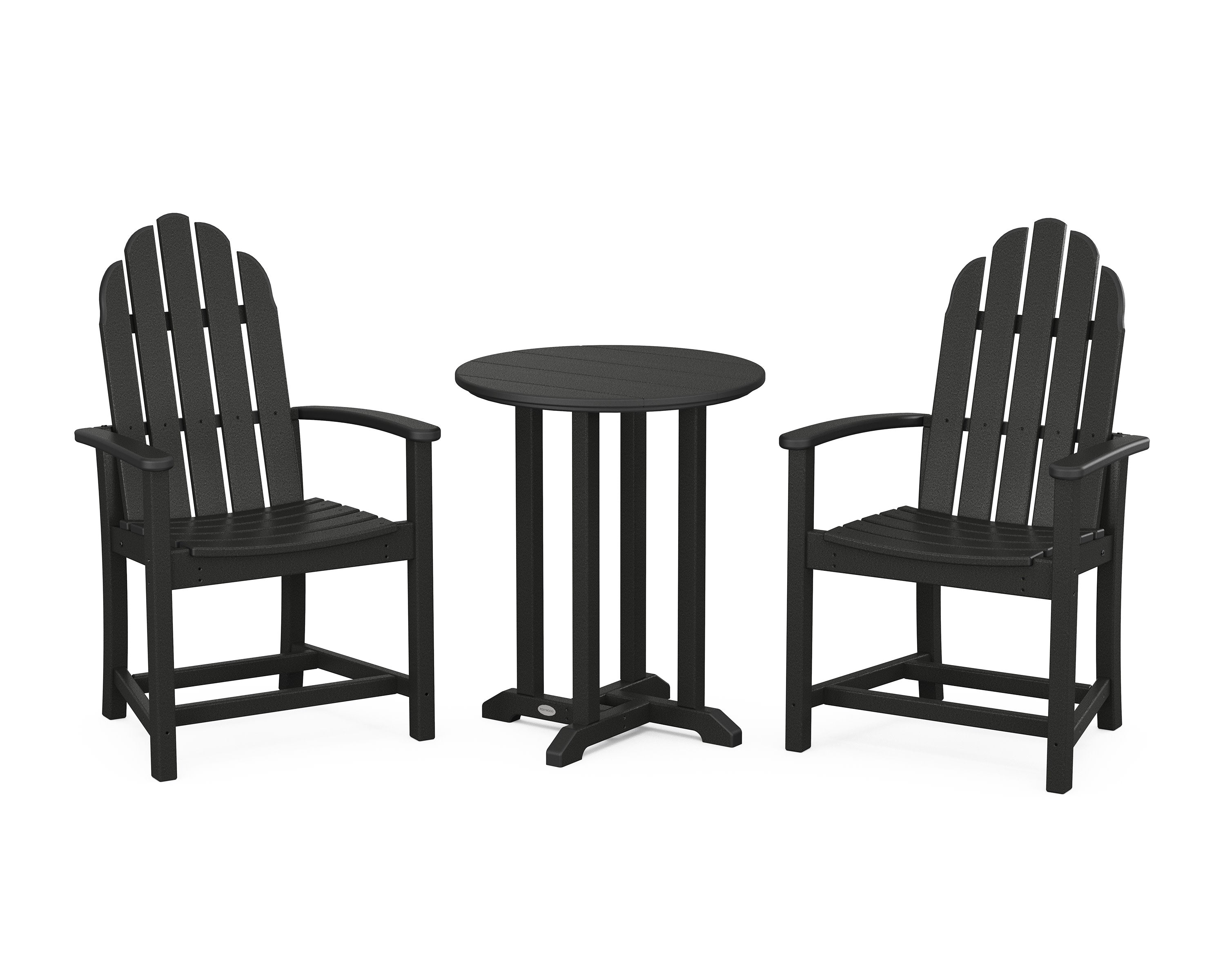 Classic Adirondack 3-Piece Round Bistro Dining Set in Black