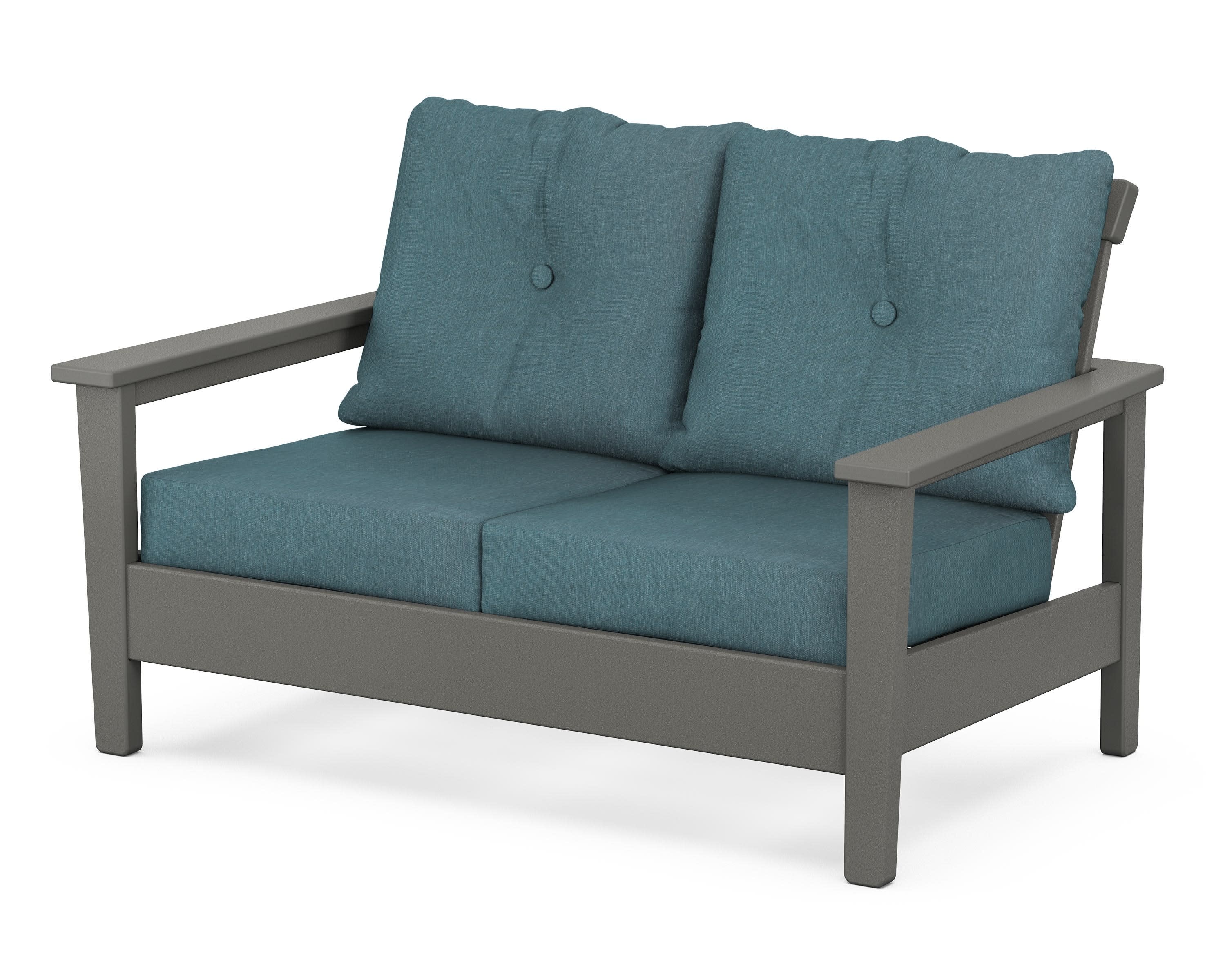 Prescott Deep Seating Loveseat in Slate Grey / Ocean Teal