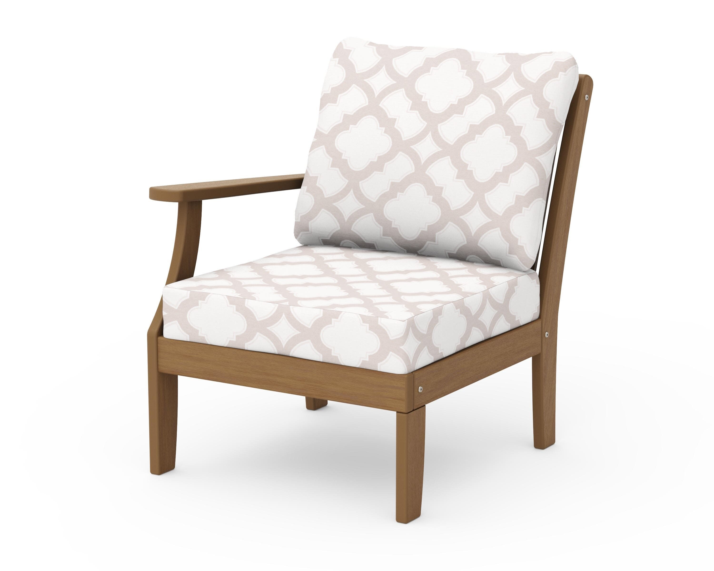 Braxton Modular Left Arm Chair in Natural / Trellis Dune Burlap