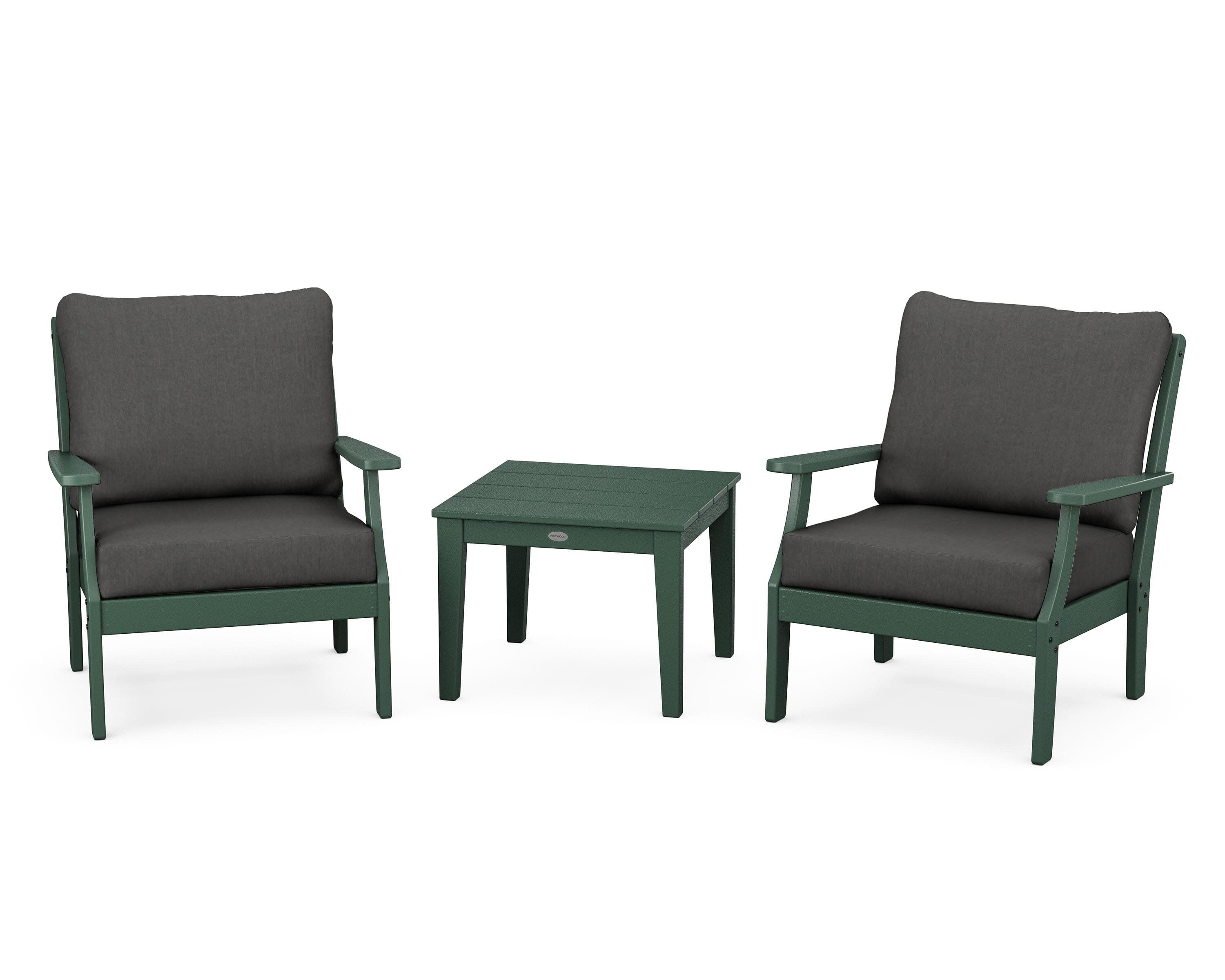 Braxton 3-Piece Deep Seating Set in Green / Spectrum Carbon