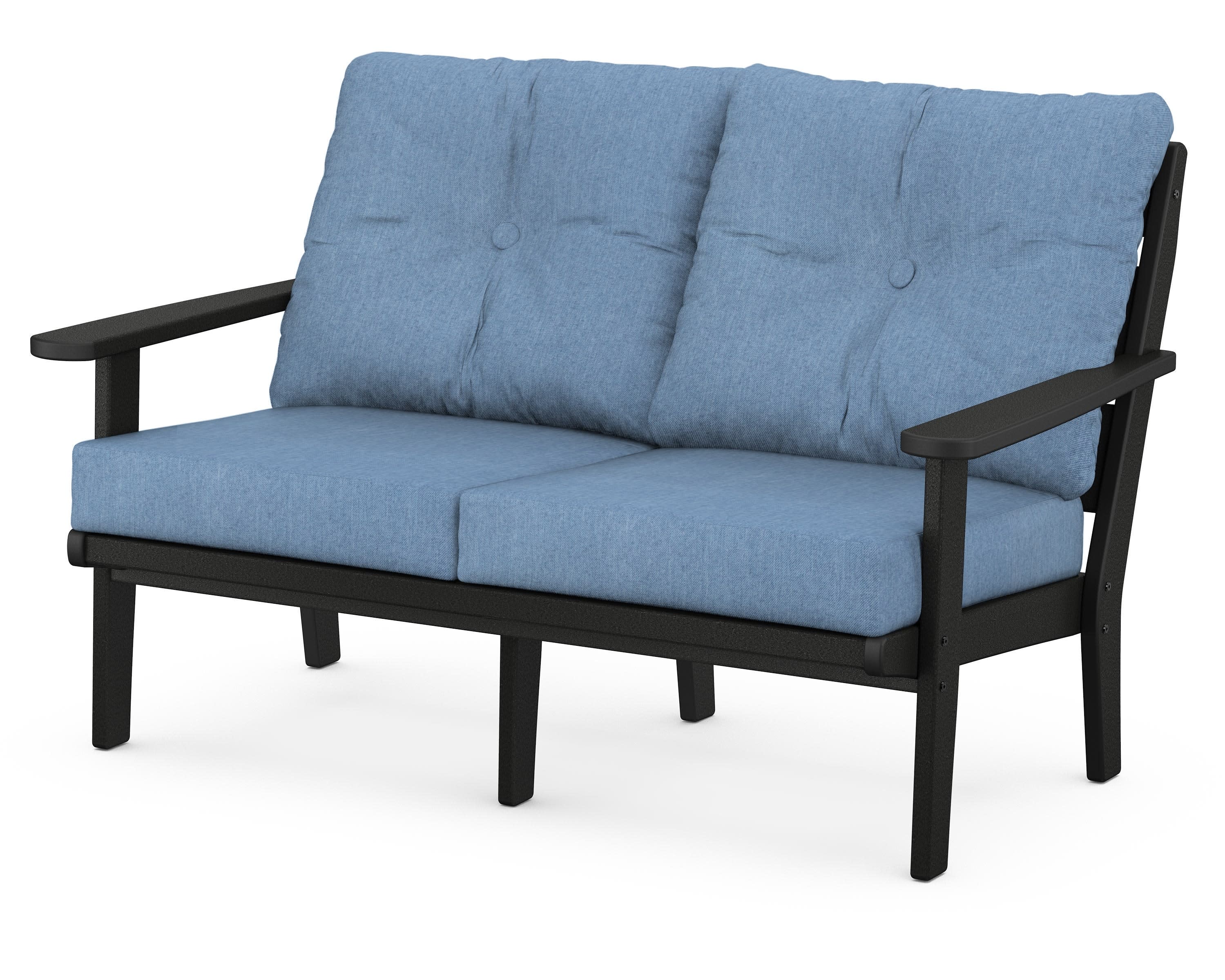 Lakeside Deep Seating Loveseat in Black / Sky Blue