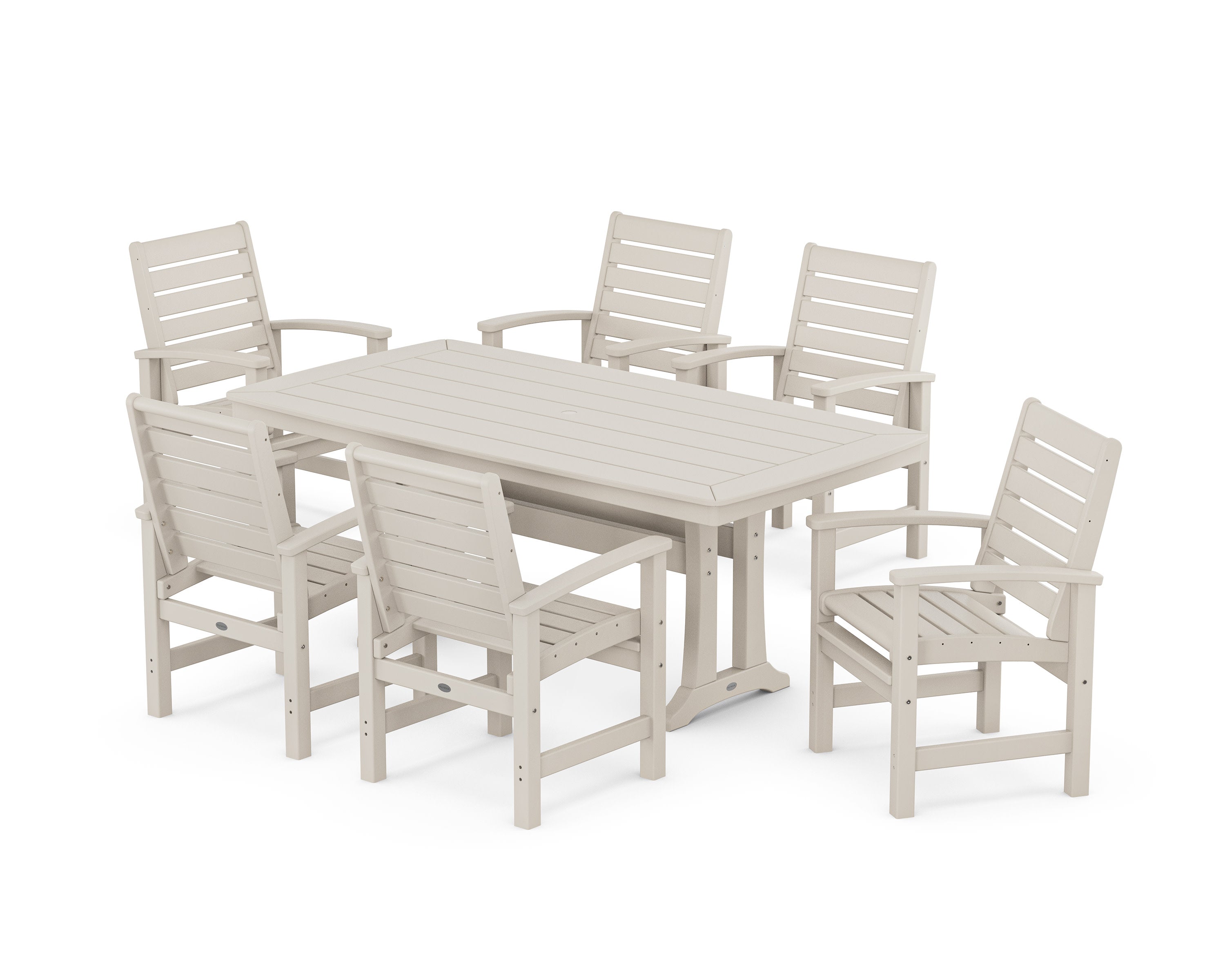 Signature 7-Piece Dining Set with Trestle Legs in Sand